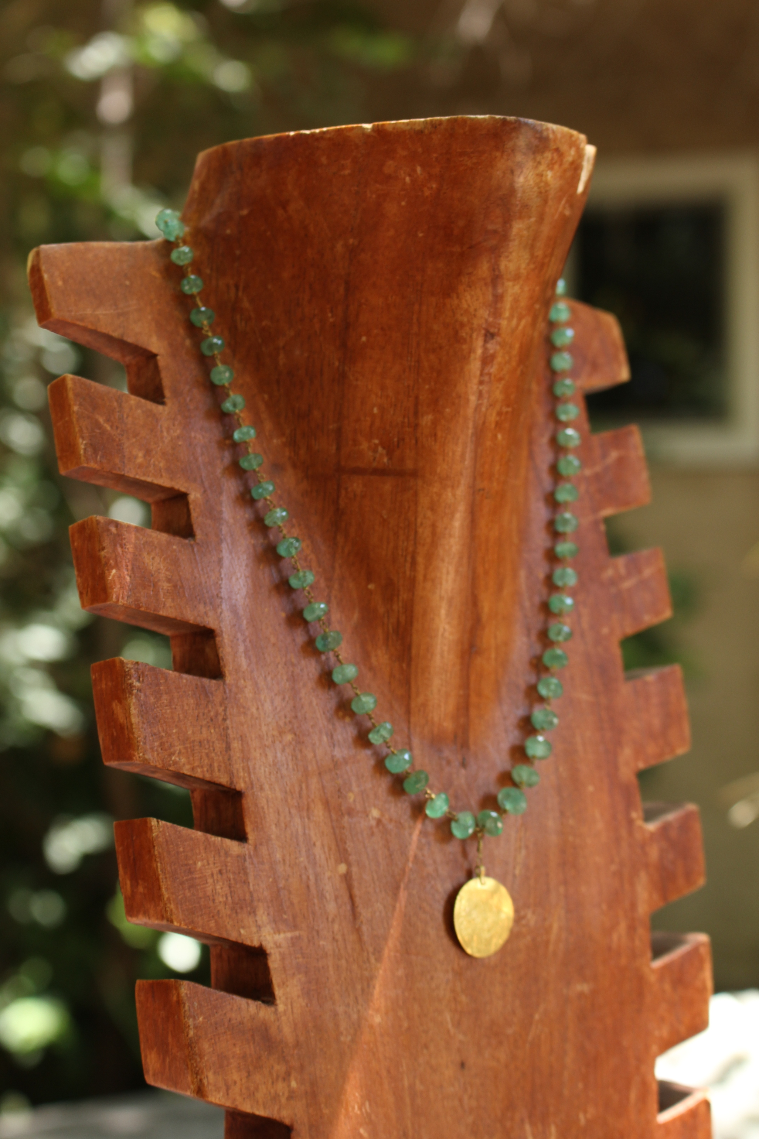 Emerald and Gold Coin Necklace Full Right