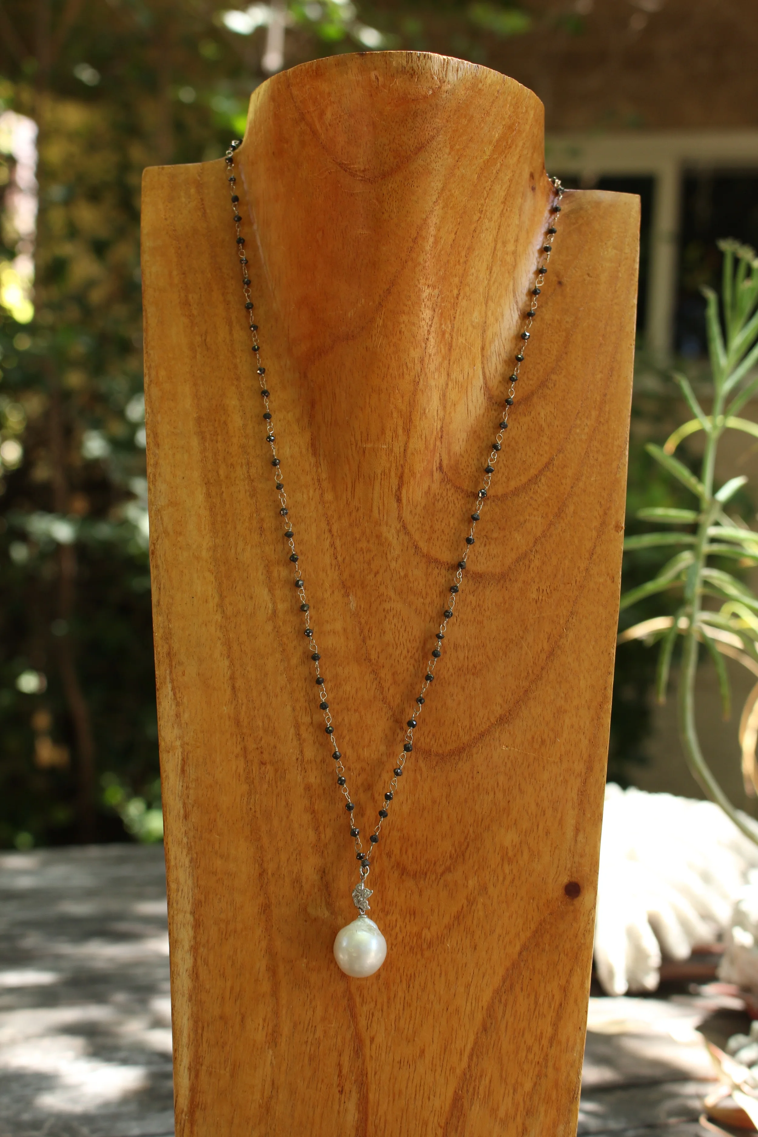 Black Diamond and South Sea Pearls Full Front