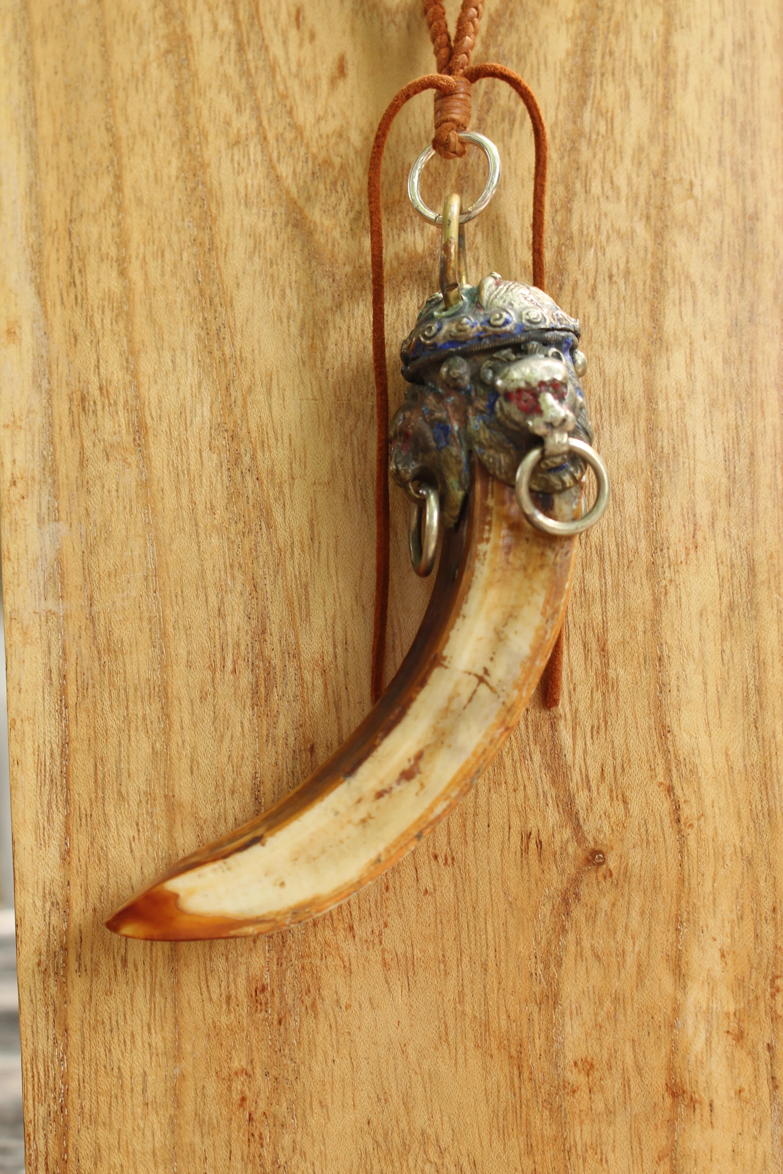 Lion Bone Pendant Close Up Right