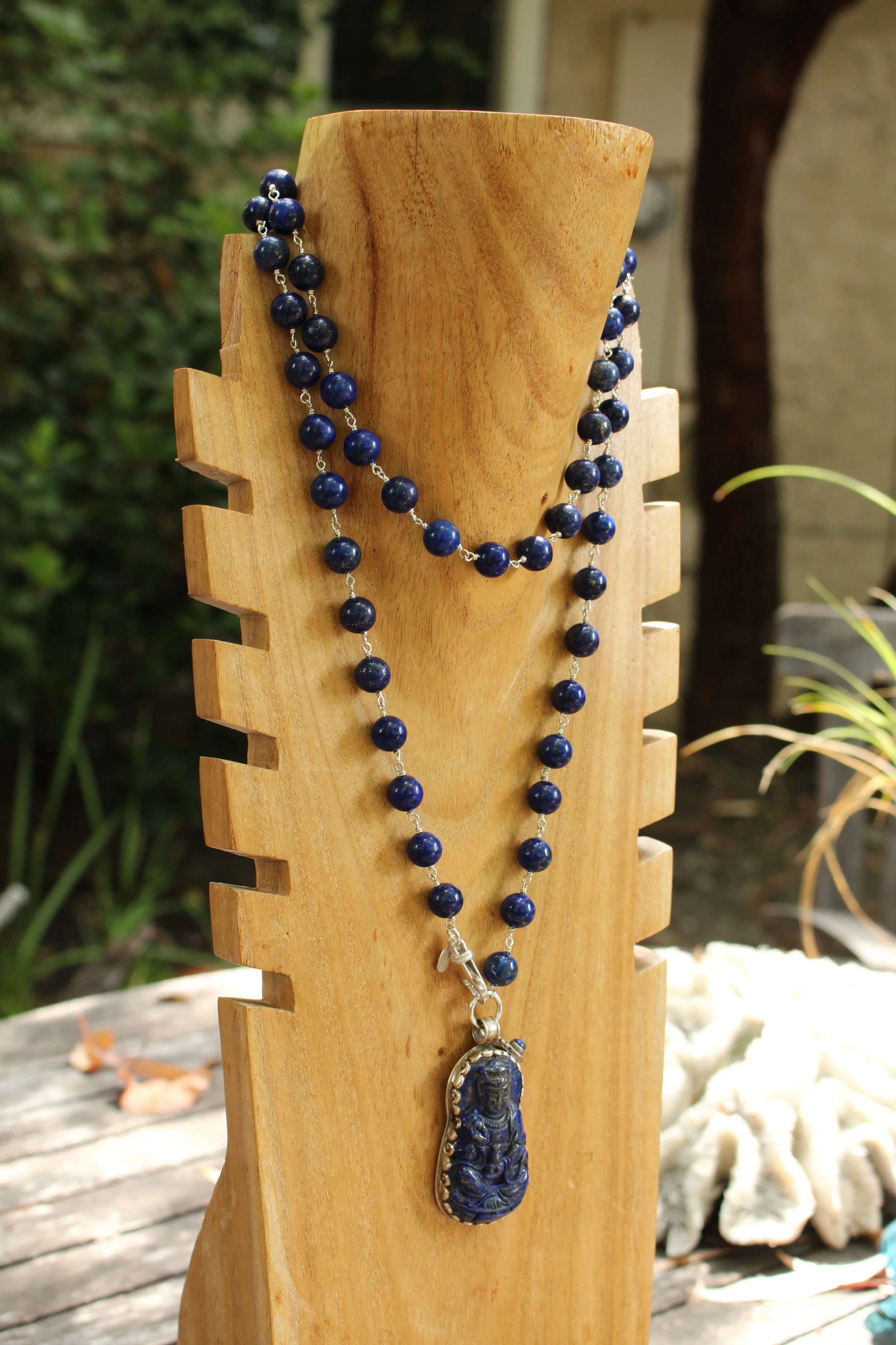 Lapis Sitting Buddha Pendant Full Side