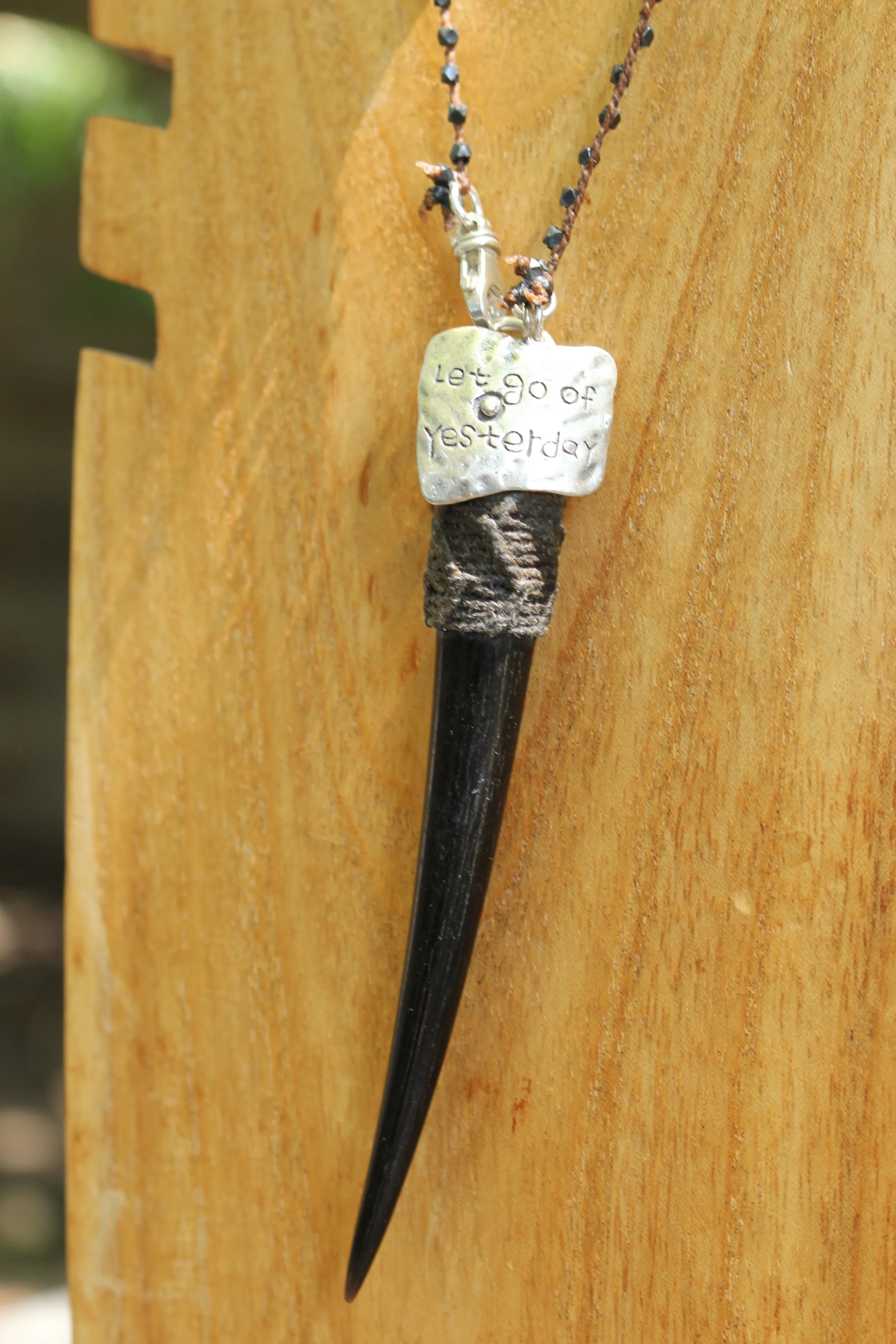 Black Horn Pendant Close Up Charm