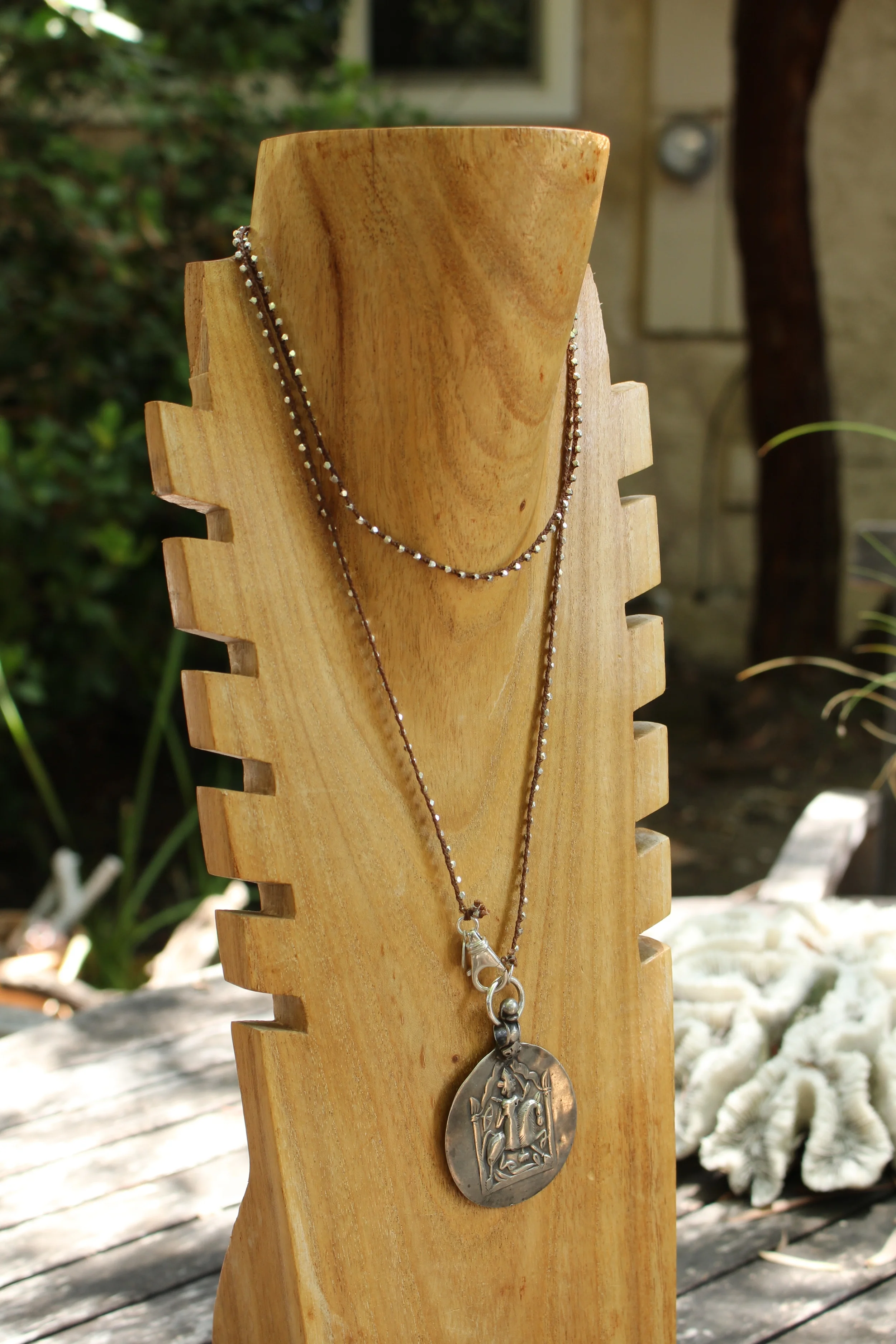 Silver Indian Medallion Pendant Full Side