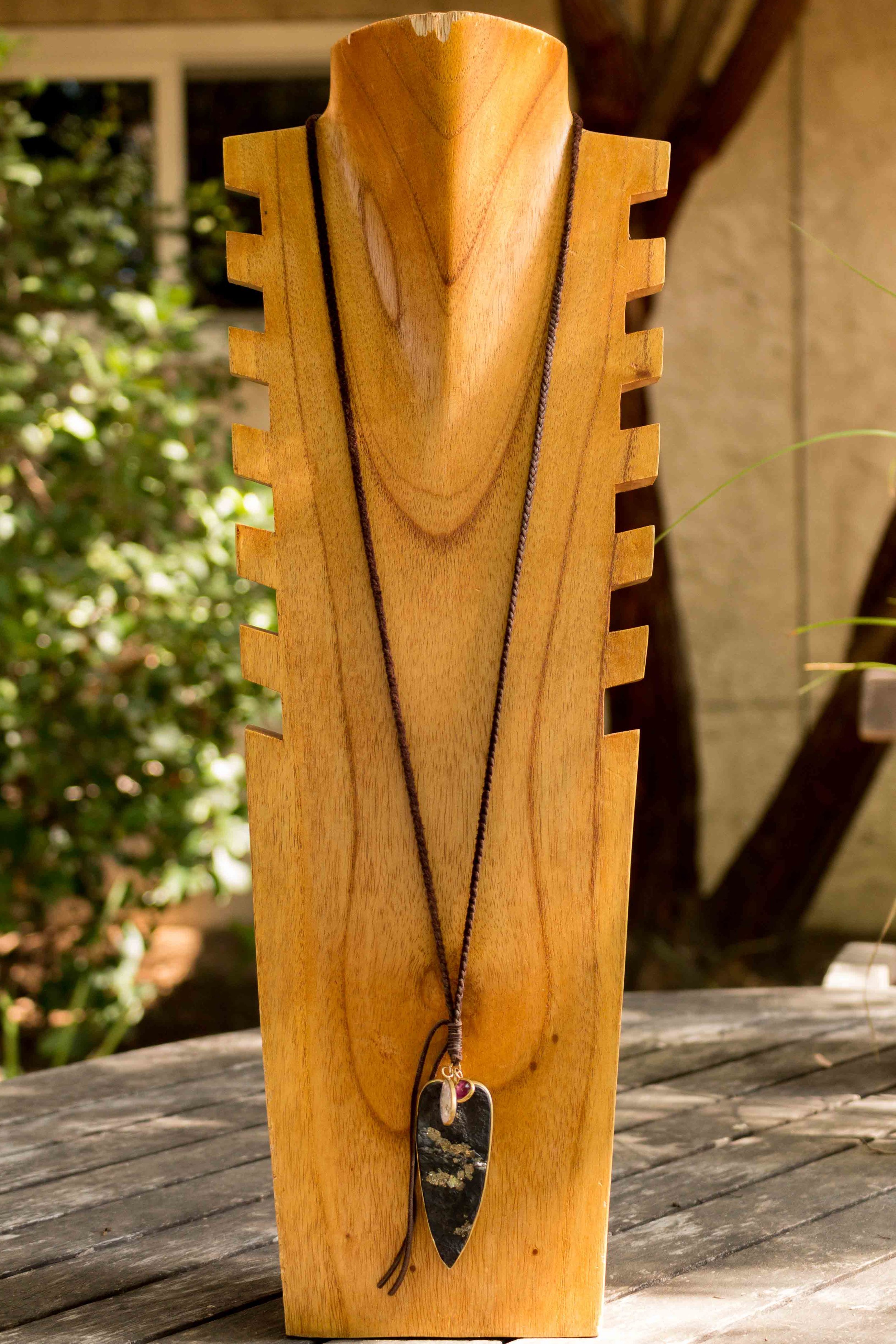 18kt Gold and Pyrite Heart Pendant