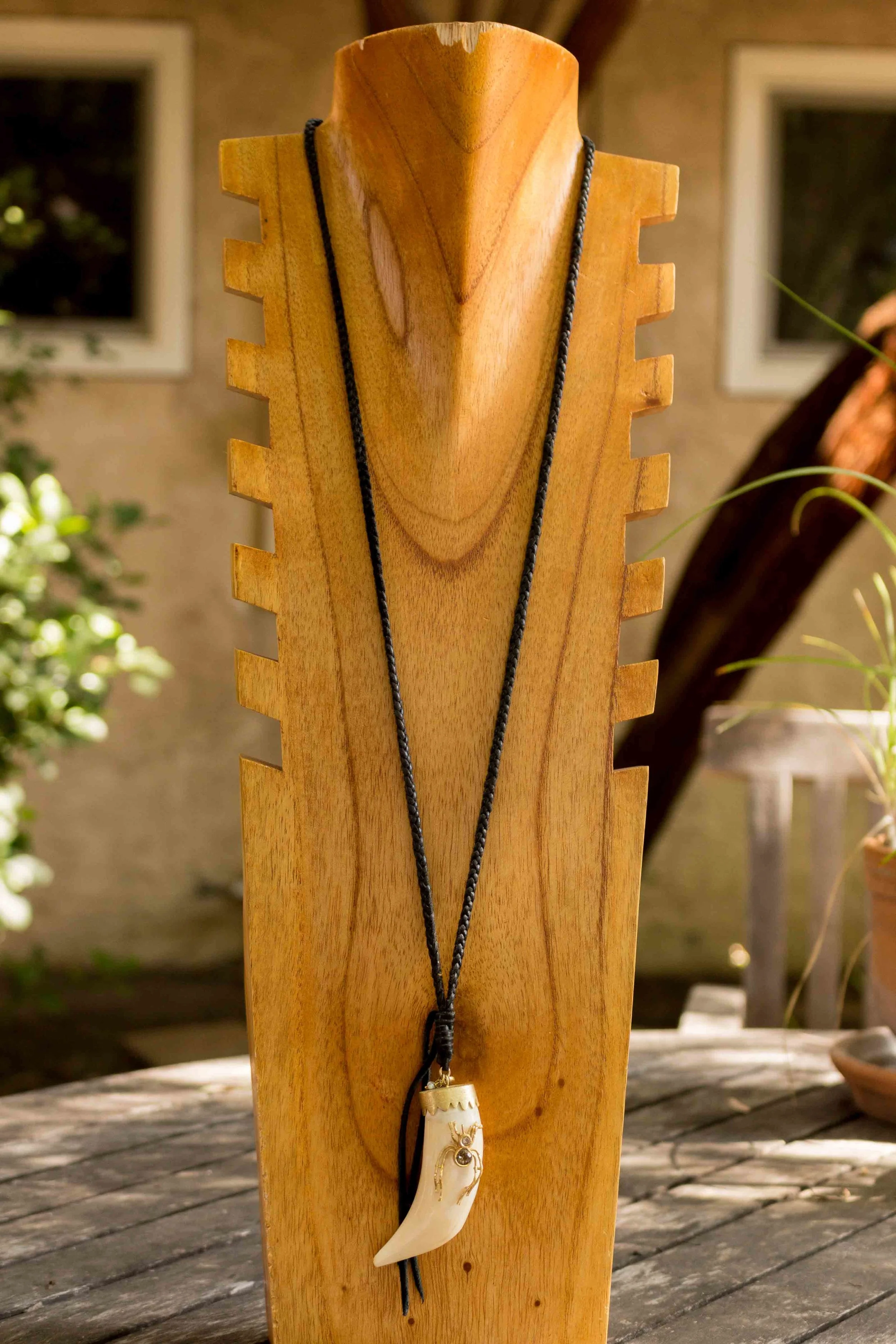 Golden Spider Horn Pendant Full Front