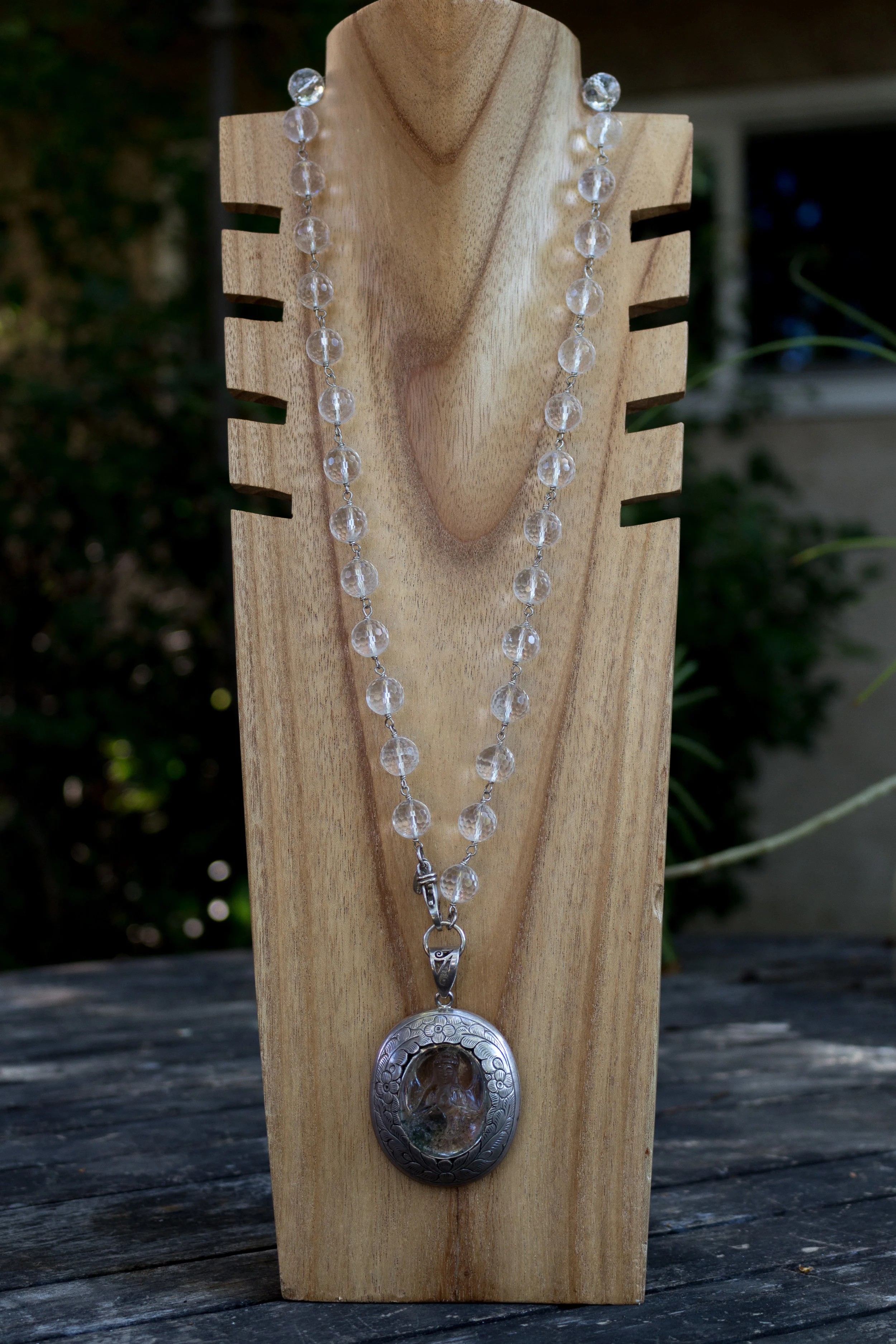 Small Crystal Buddha Pendant Full Front