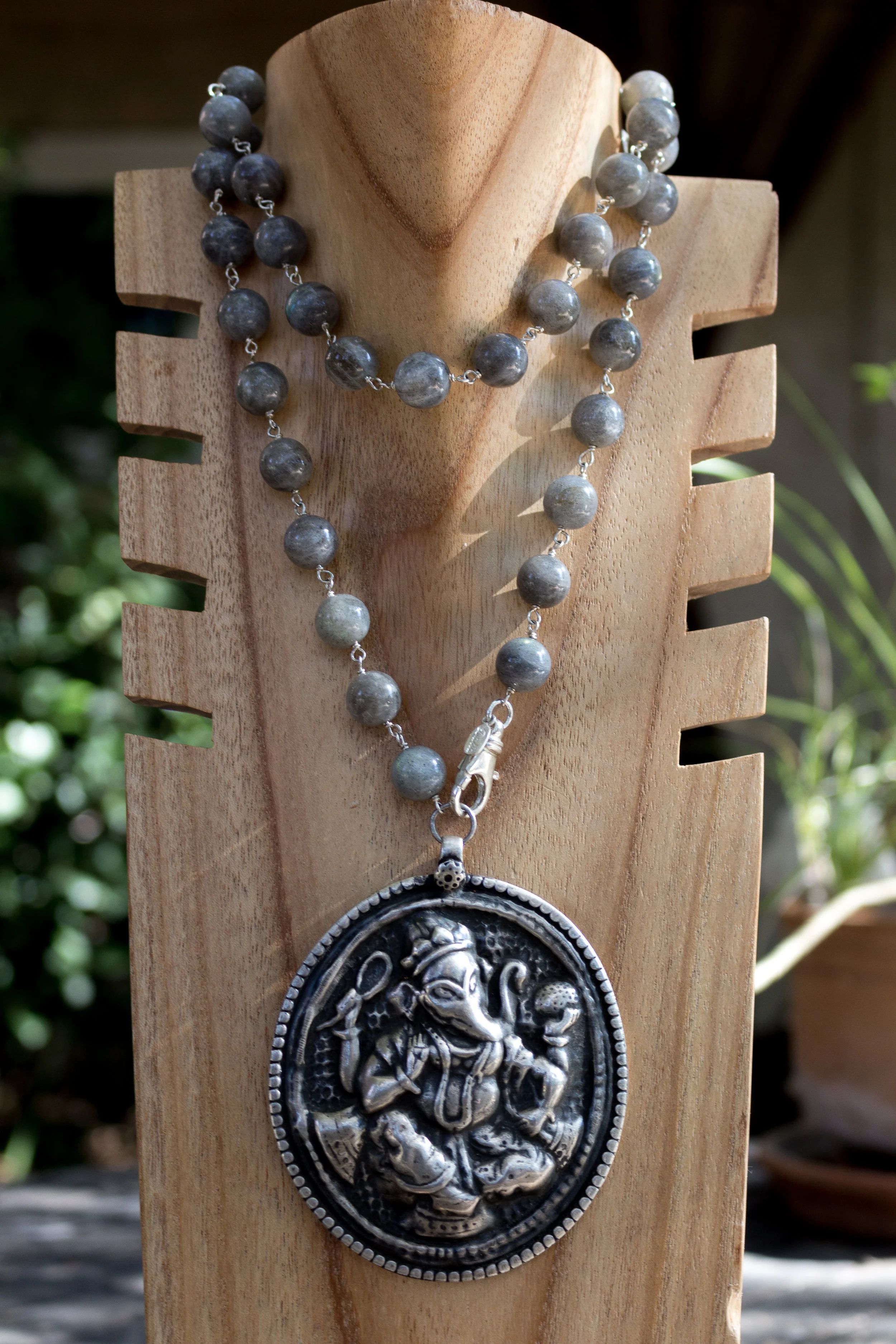 Round Ganesha Beaded Necklace Full Front