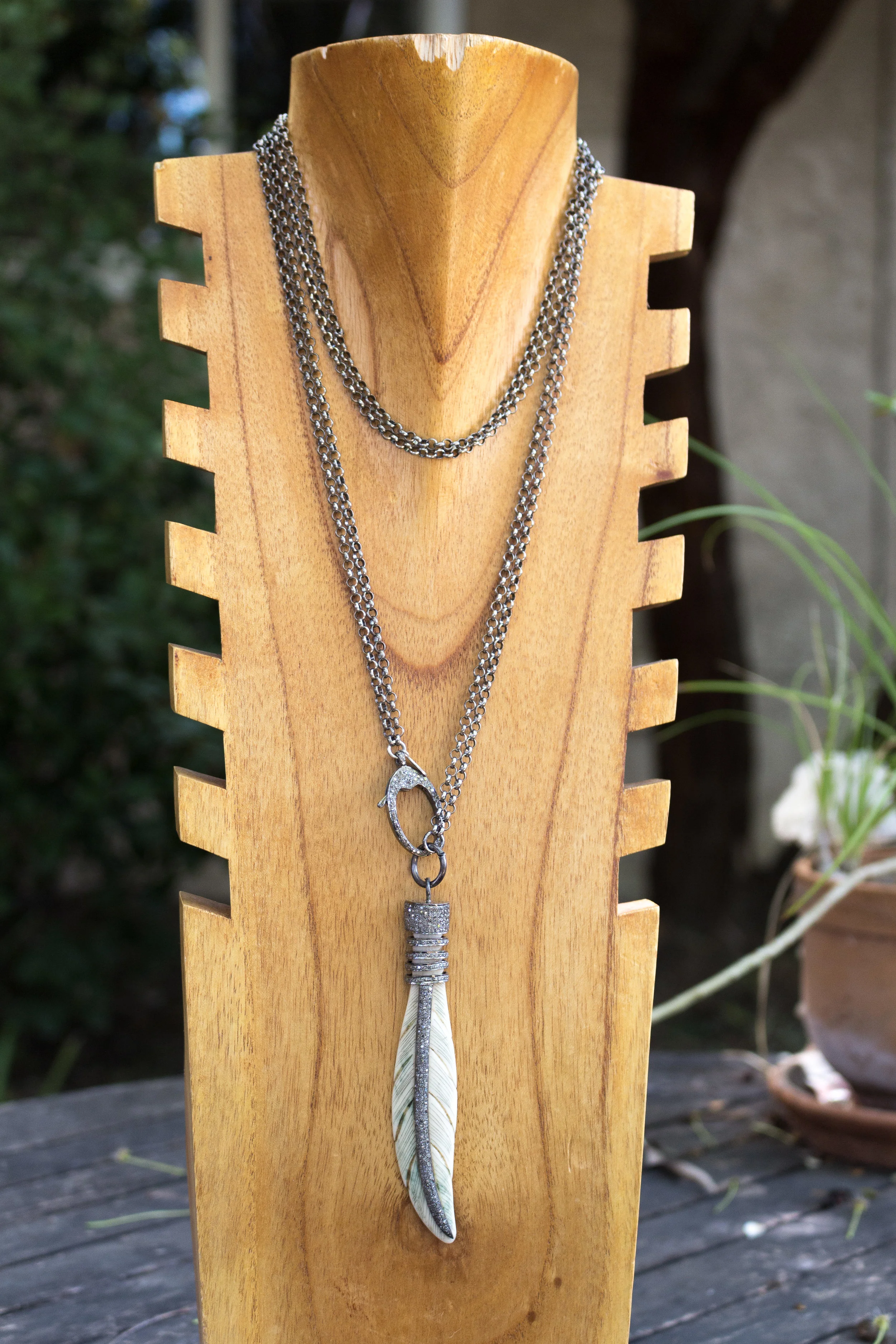 White Feather Pendant Full Front