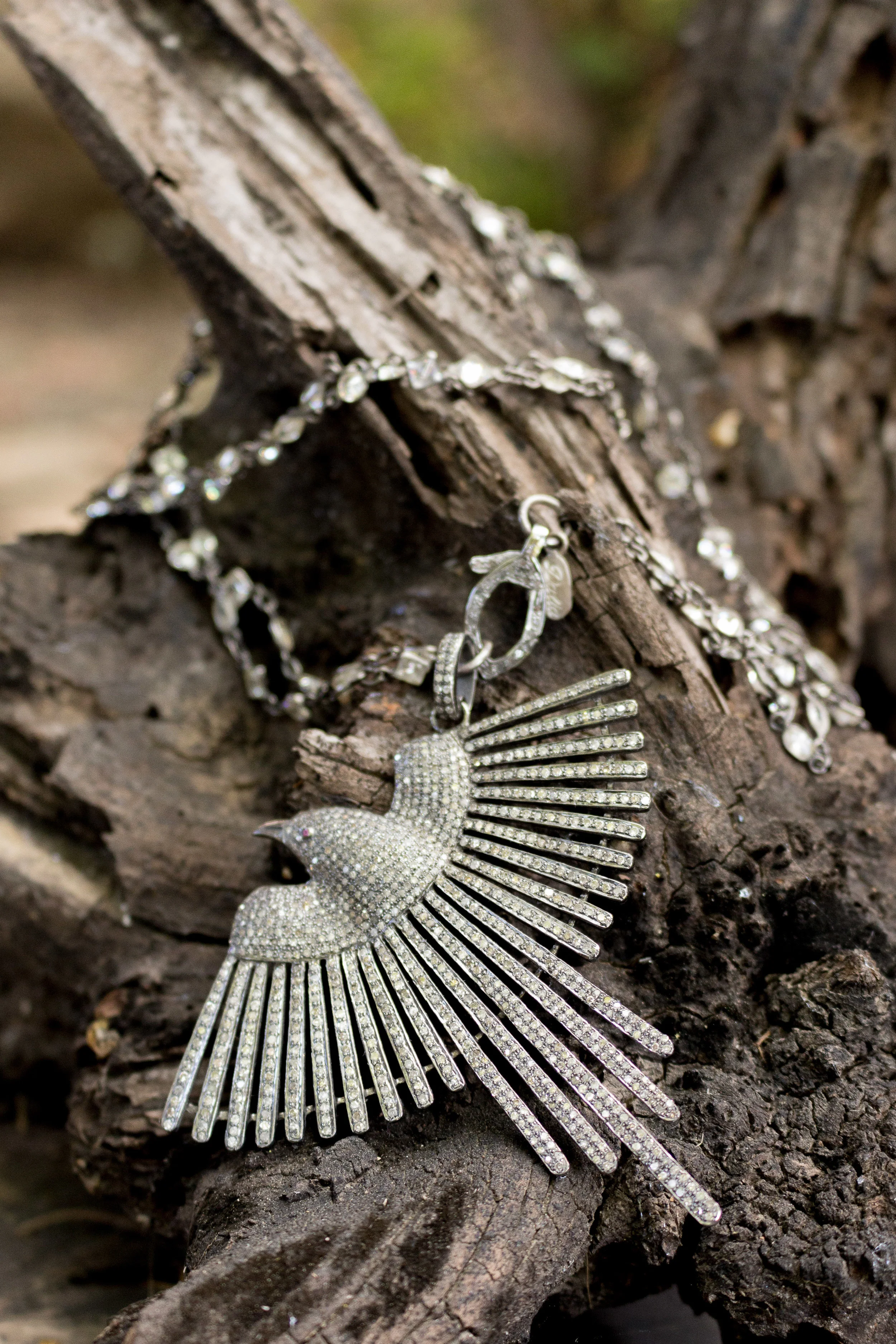 Diamond Bird Pendant Full Front