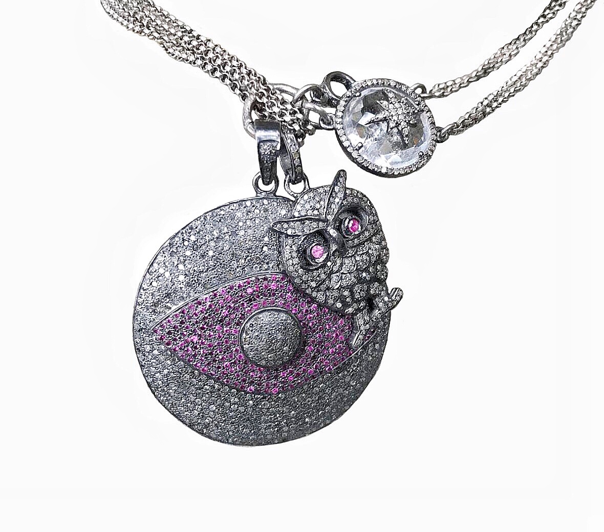 Diamonds And Rubies Evil Eye & Owl Necklace