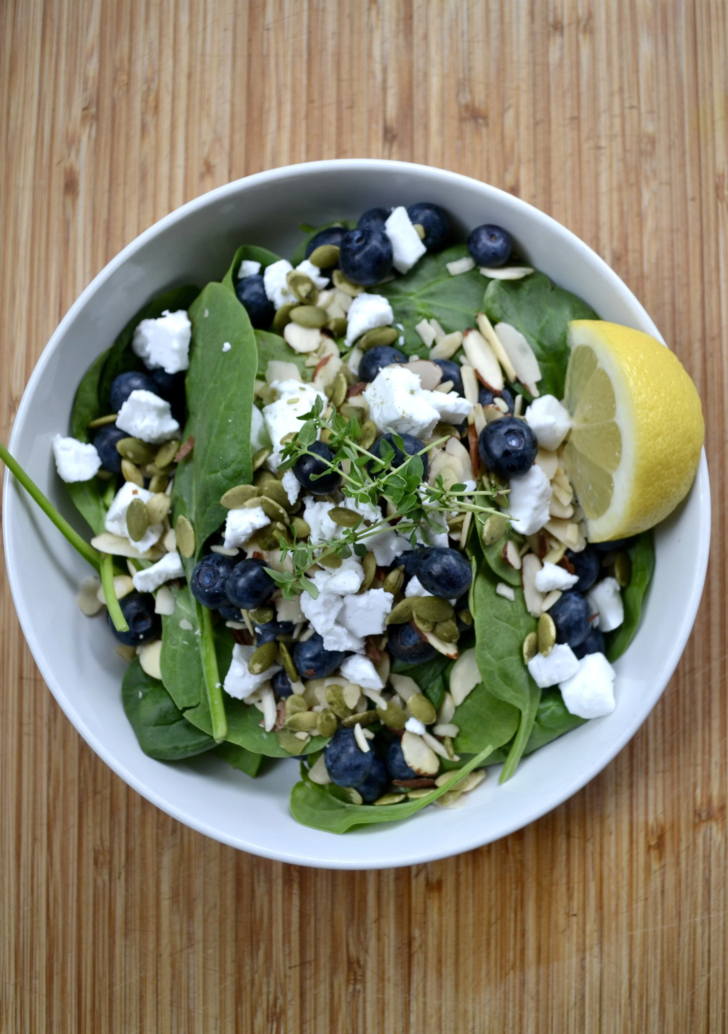 Savory Blueberry Salad with Lemon + Honey + Thyme Dressing