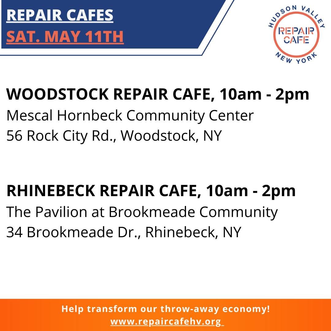 🛠 Rhinebeck and Woodstock Cafes This Weekend! 🛠

Short but sweet list of Repair Cafes this weekend--one in Rhinebeck and the other in Woodstock. I believe welding and mower blade sharpening will be on site in Rhinebeck and our amazing zipper fixer 