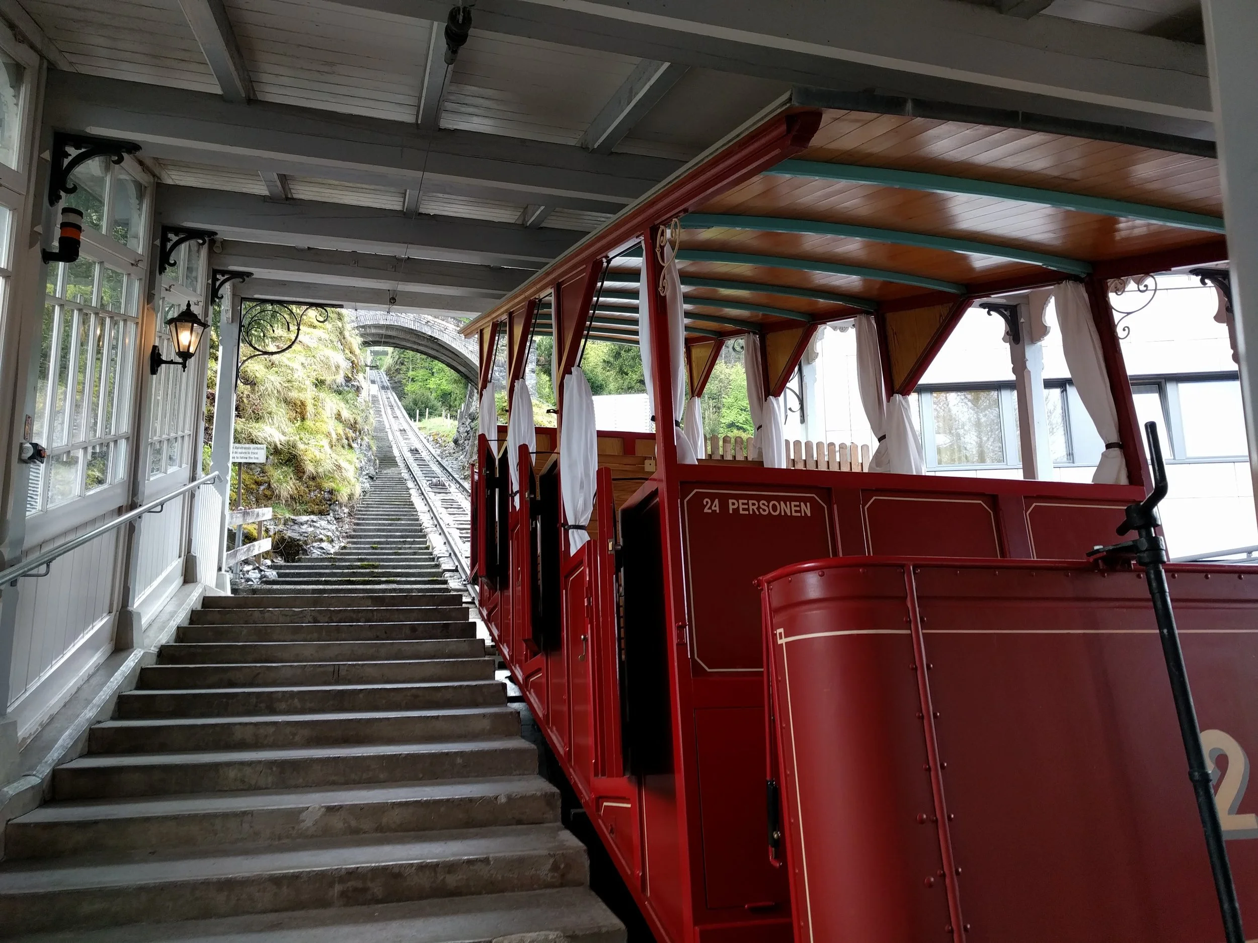 You take this tiny, open-air tram—which is 100 years old and which made its first run of the season when I stepped on. It usually opens on May 15, but because of good weather this year it was able to open on May 4—the day, 126 years ago, that Holmes and Watson decided to take a leisurely stroll. In case you're wondering, yes, I did have my eyes closed for the entire six-minute ride. 