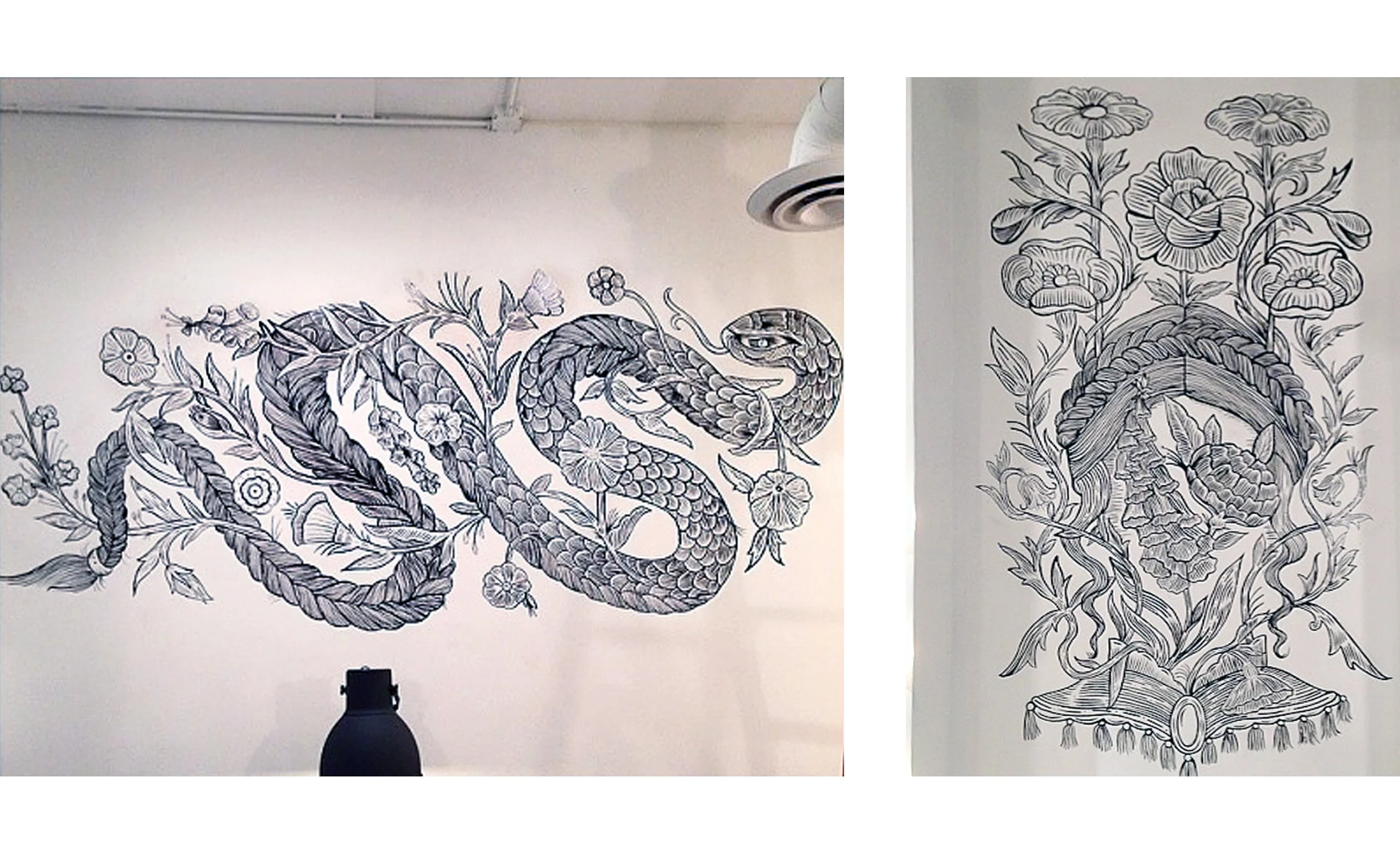 Snake Braid and Flower Hair Murals at BANG Salon