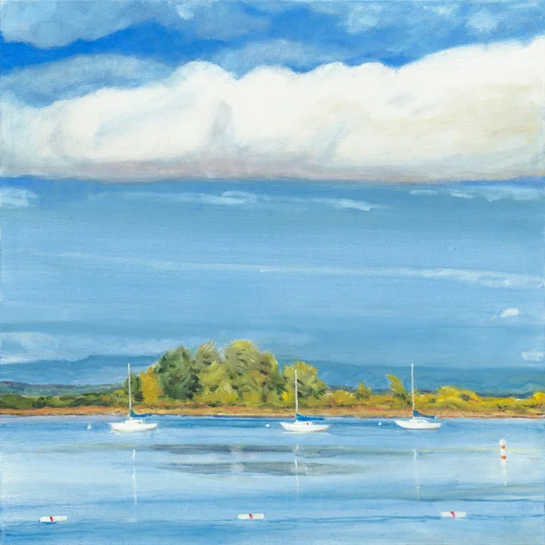 Three White Boats 36 x 36"