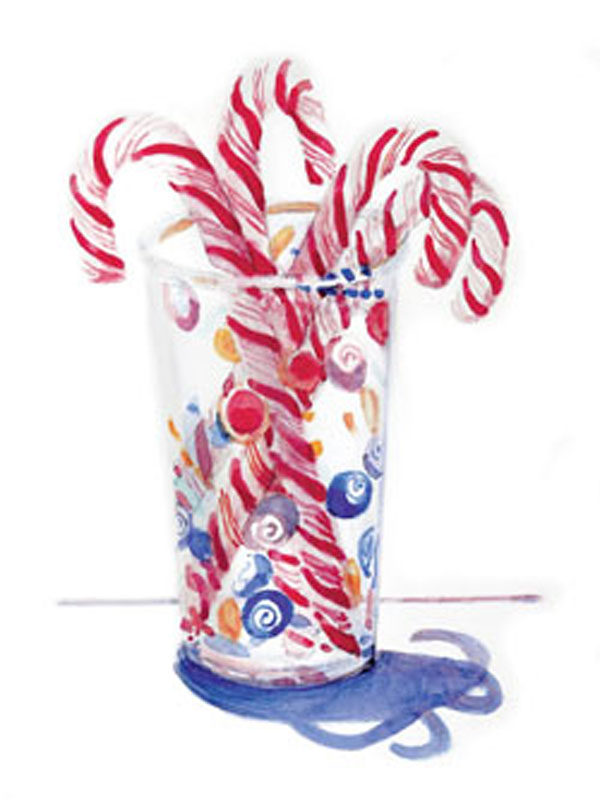 Hadley School For the Blind Holiday Card 2014, Candy Canes 11 x 14" Watercolor