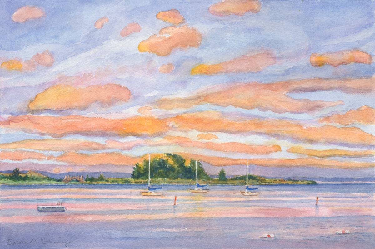 Stony Point Afterglow 16 x 20" Watercolor