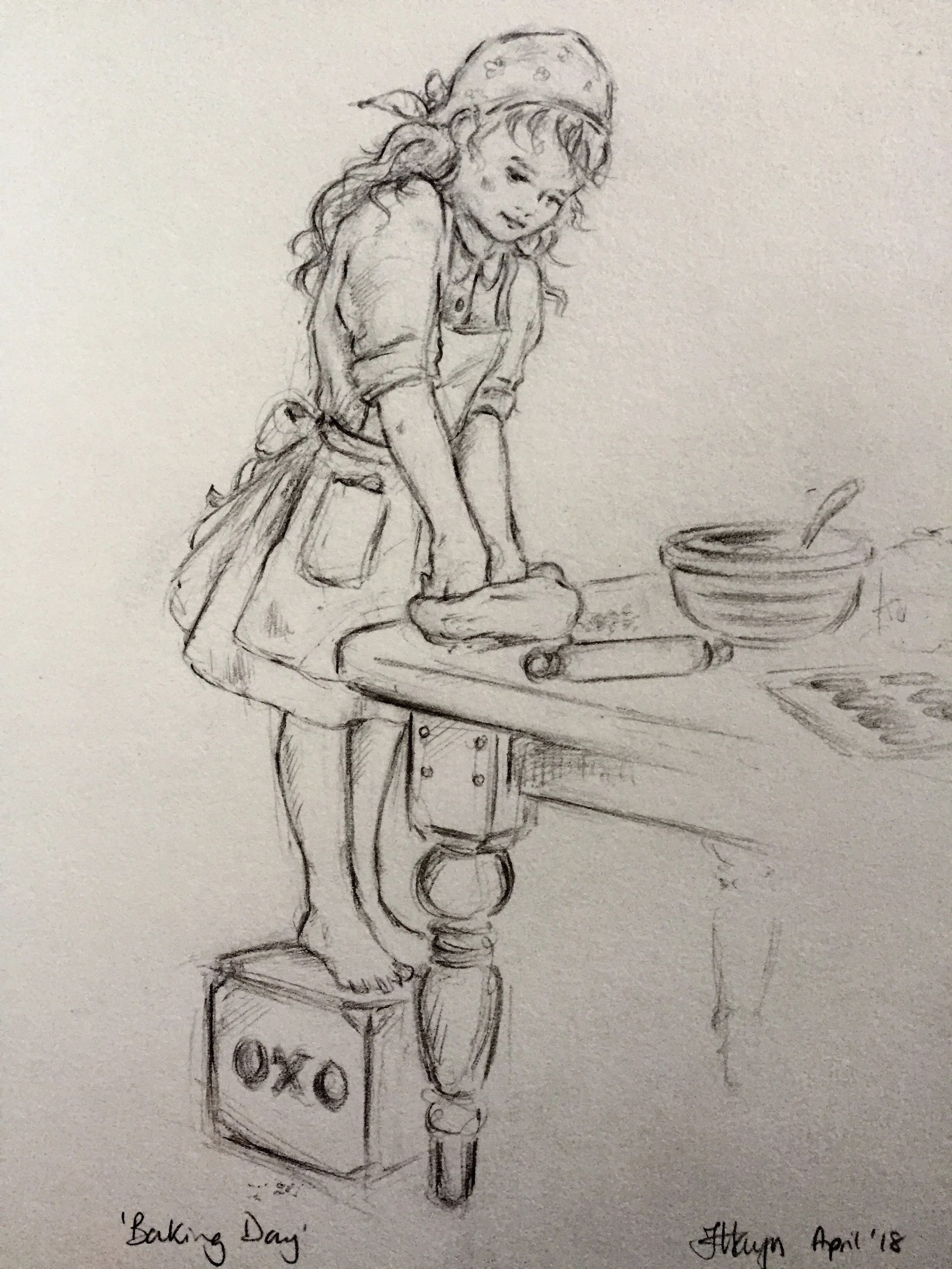 Baking Day Nini Doll sketch April 2018