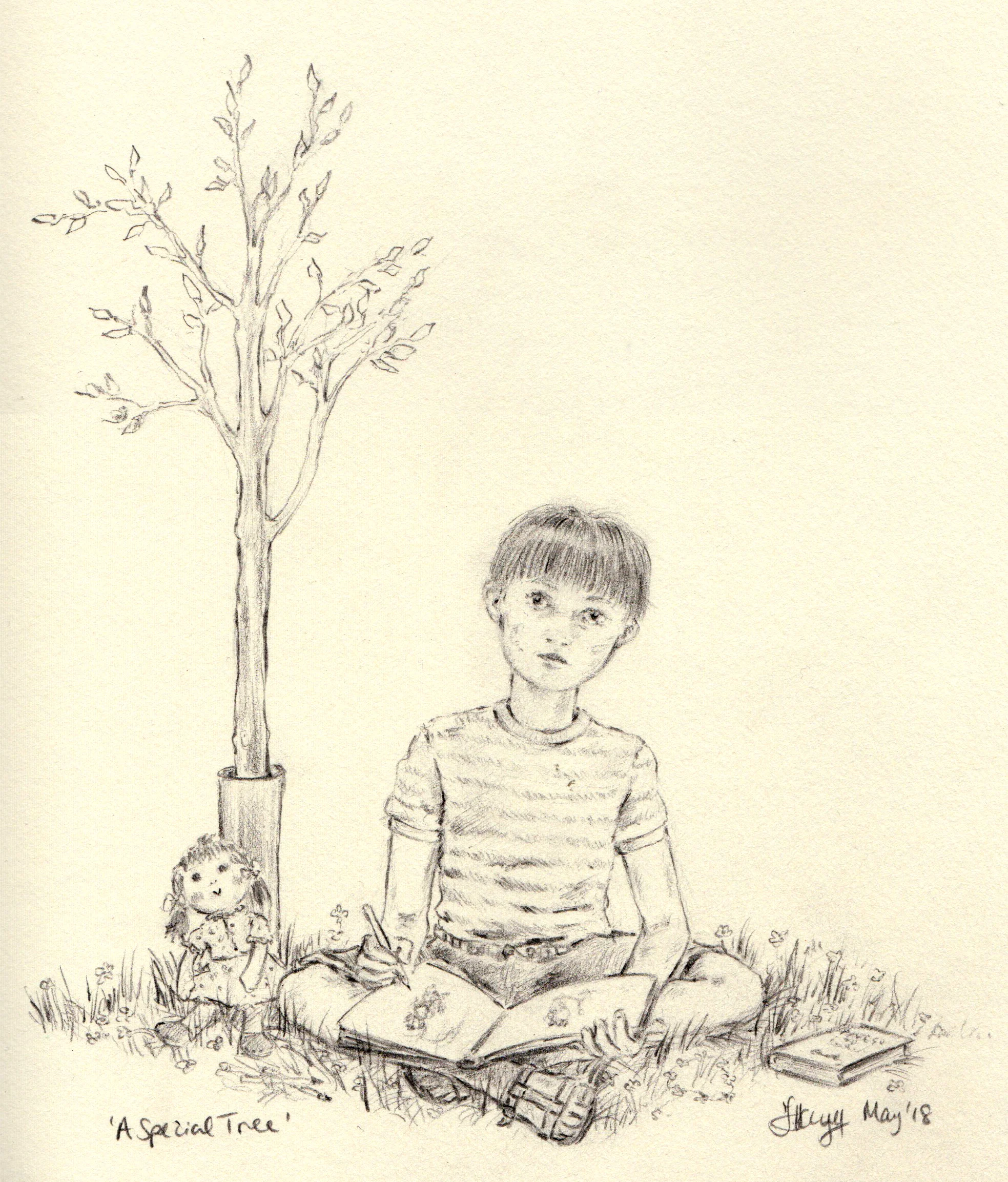 'A Special Tree' sketch - memories of my childhood garden