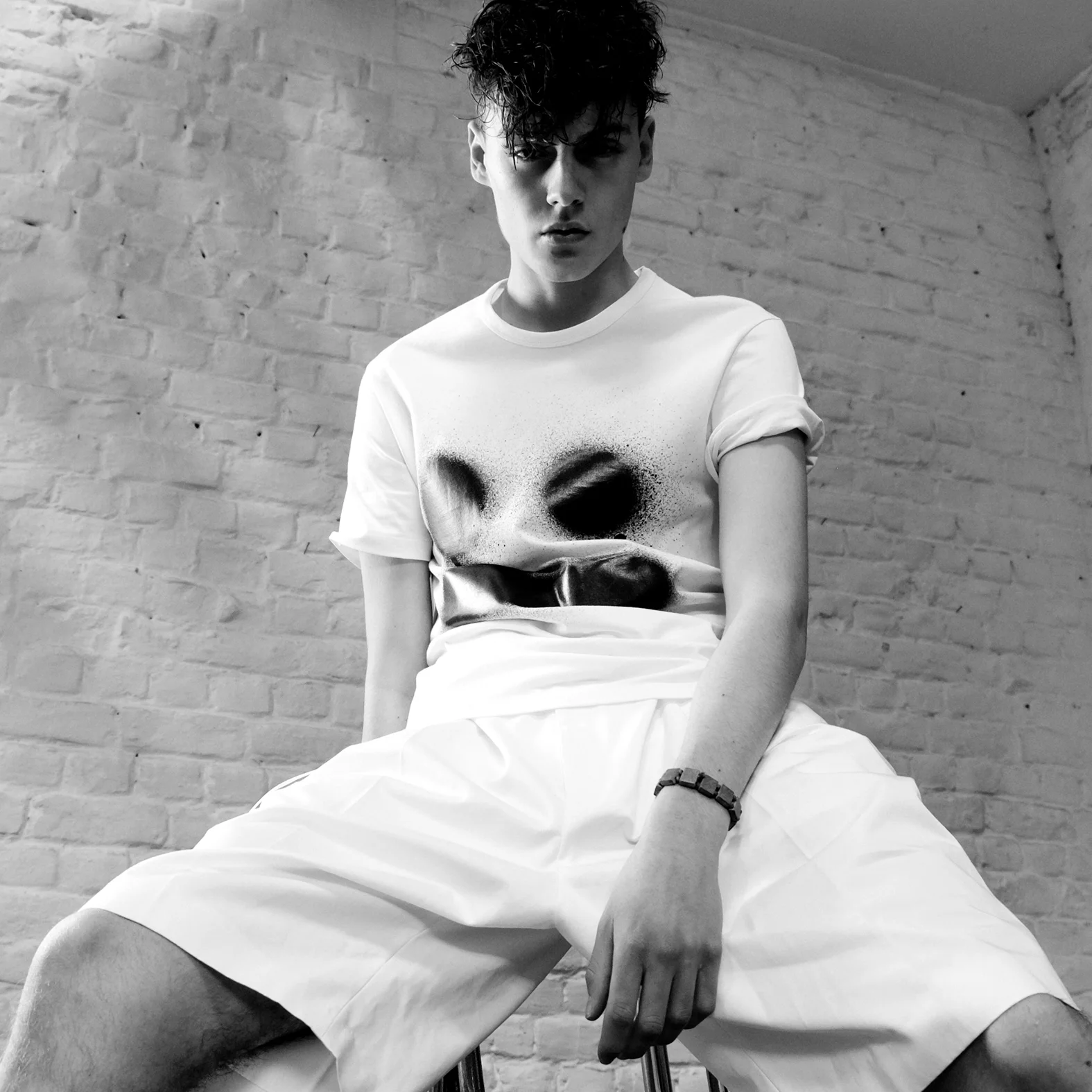 /tee by ACNE STUDIO & shorts by JEAN PAUL KNOTT/