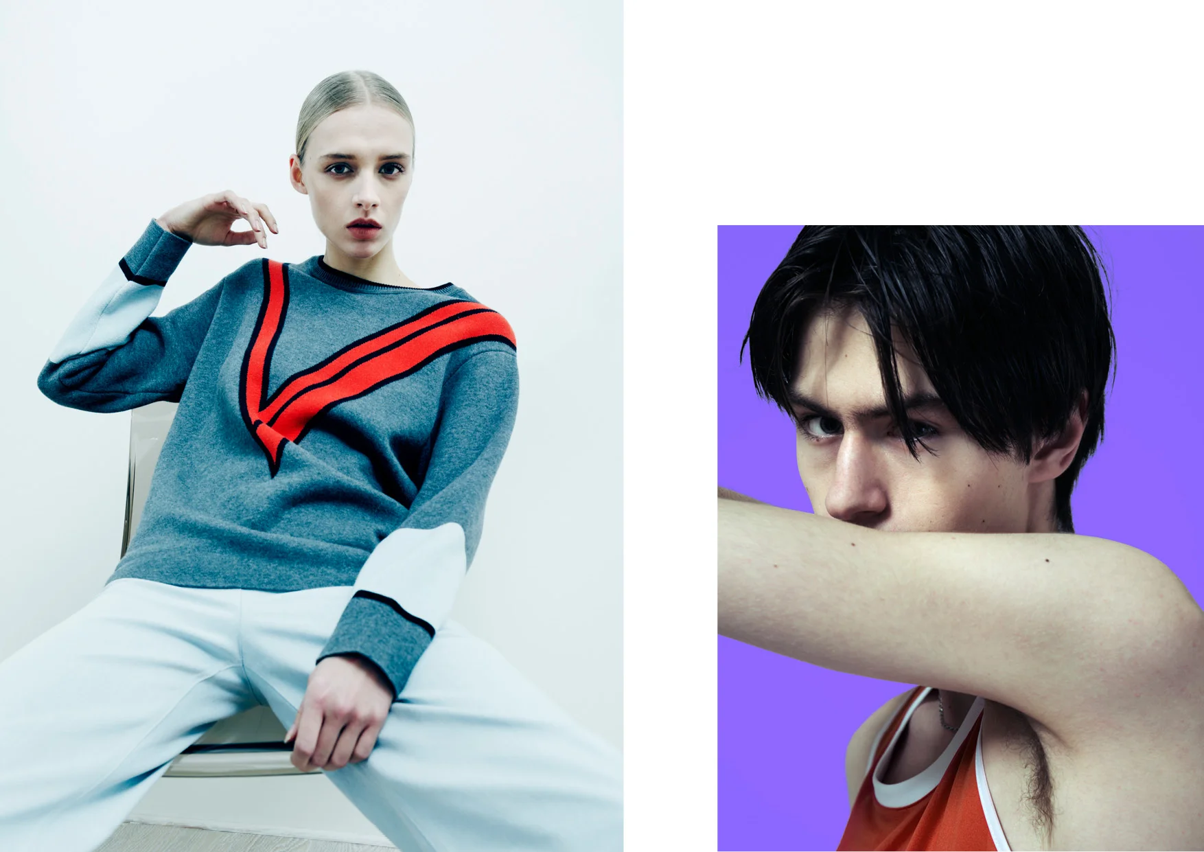 Nina wears a jumper by LACOSTE & jeans by COS Bo wears a tank top by ADIDAS 