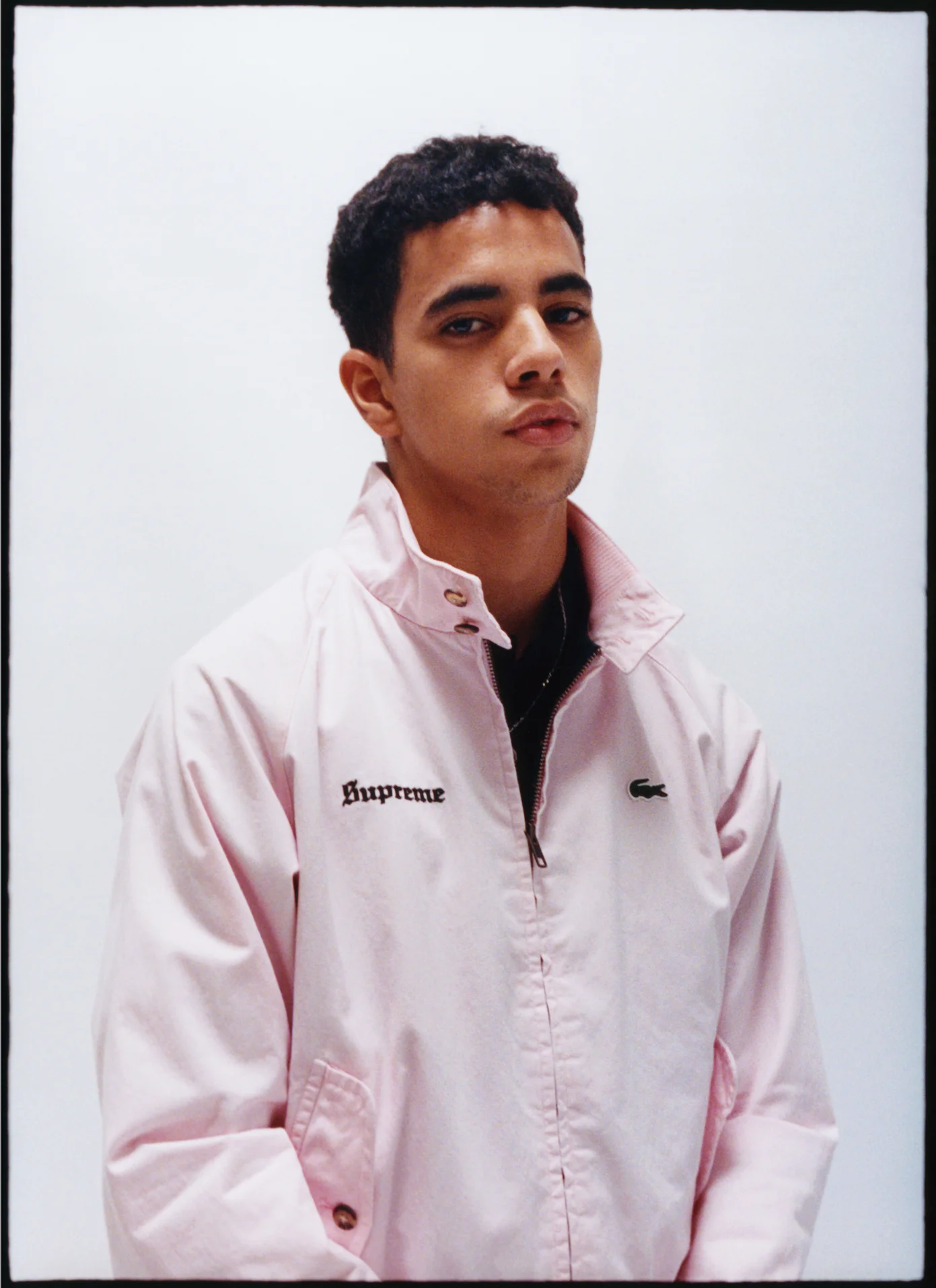 未使用 supreme LACOSTE コラボ スタジャン ピンク Supreme London 
