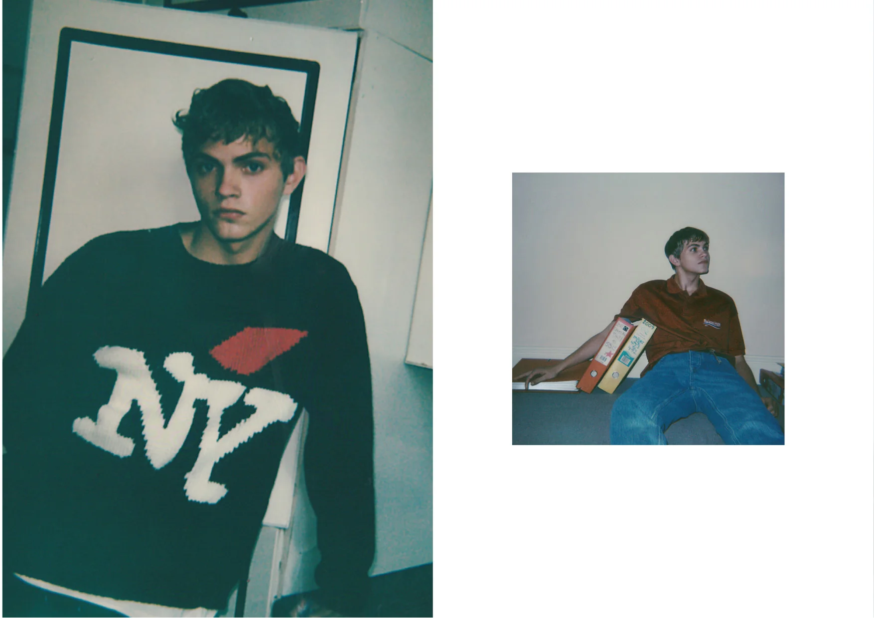 Left / Knitwear Raf Simons & T-shirt Acne Studios Right / Polo Balenciaga & Jeans A.P.C.