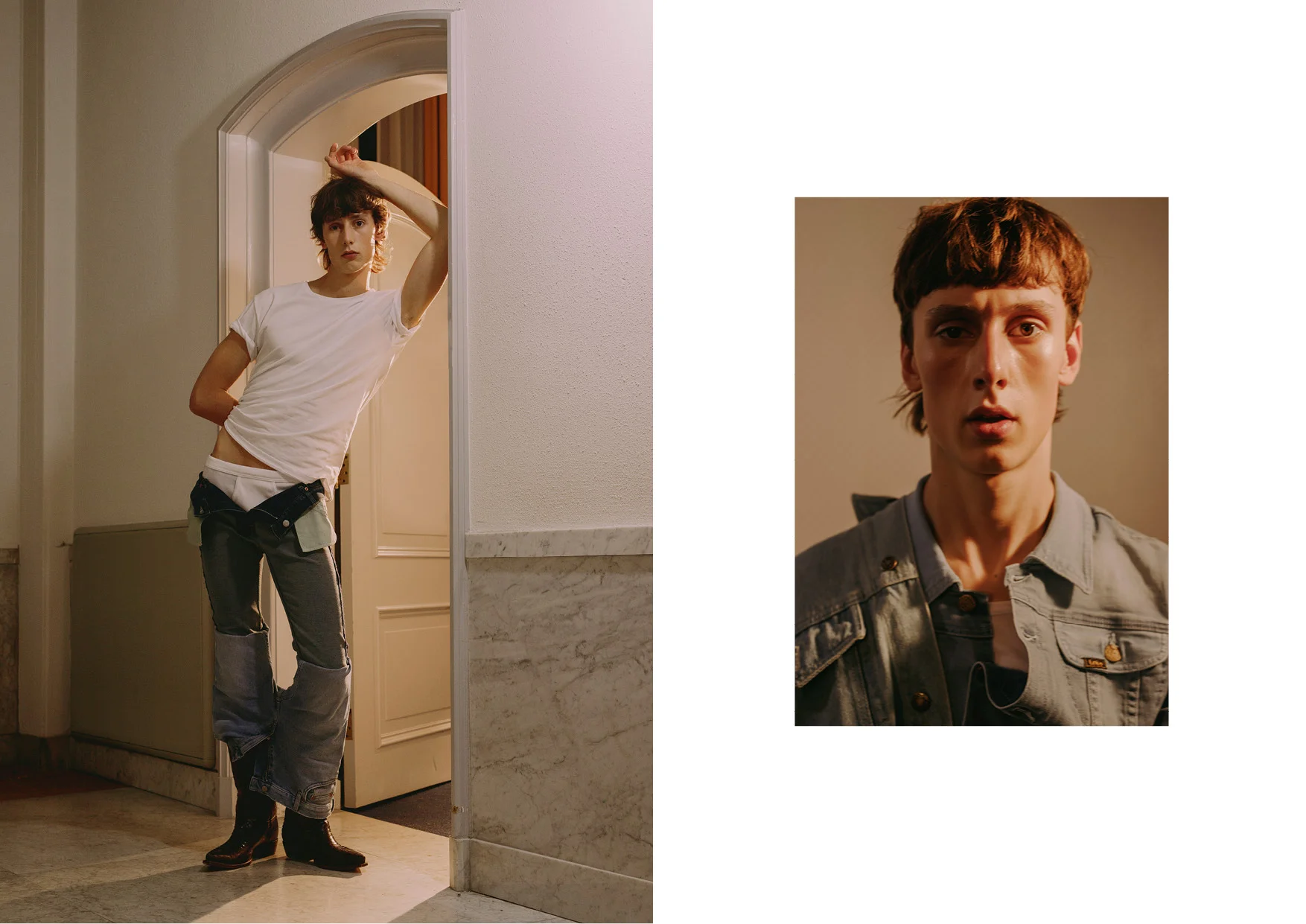 Left Tee Calvin Klein and jeans Levi's Right Demin jacket and jeans Diesel
