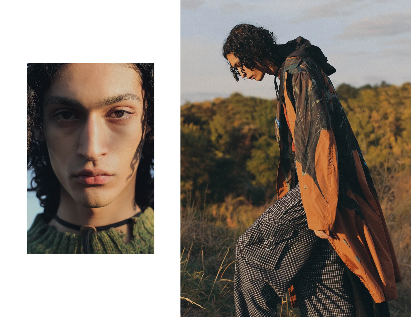Left Sweater AMBUSH Right Raincoat DRIES VAN NOTEN, Long shirt YOHJI YAMAMOTO, Tee LANVIN and Pants REMI TIENDREBEOGO