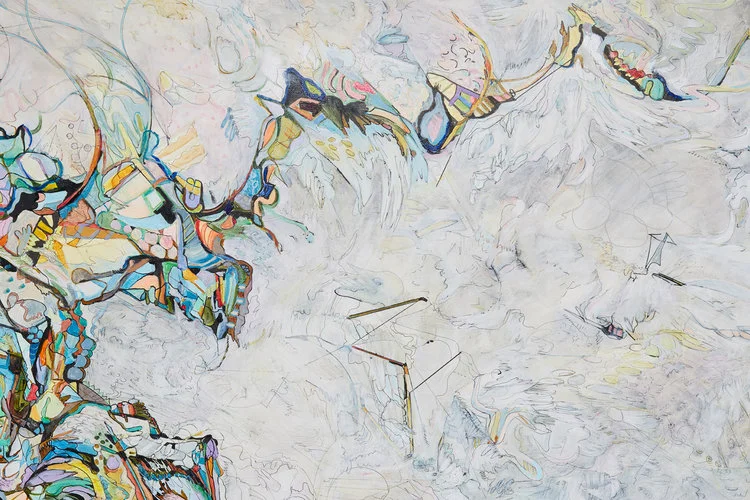 outlook / horfur 2 Detail / Acrylic and ink on canvas / 48" x 72" ( 122 x 183 cm ) / 2016