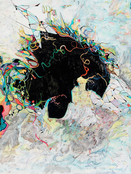clues II Detail / Acrylic, ink and colored pencil on canvas / 36" x 48" / 2015