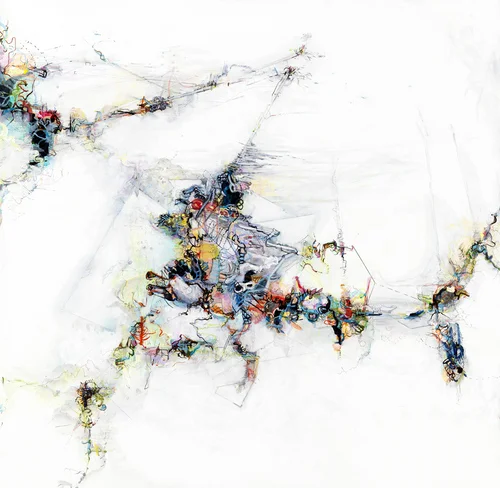 when the bough breaks Acrylic, ink, colored pencil on canvas on board / 42" x 43" / 2008