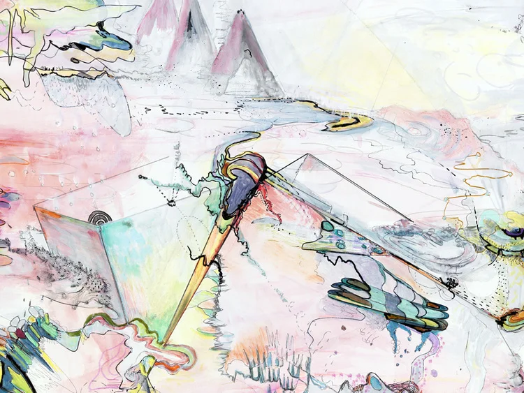 the story behind it Detail / Acrylic and ink on canvas / 60" x 75" / 2008