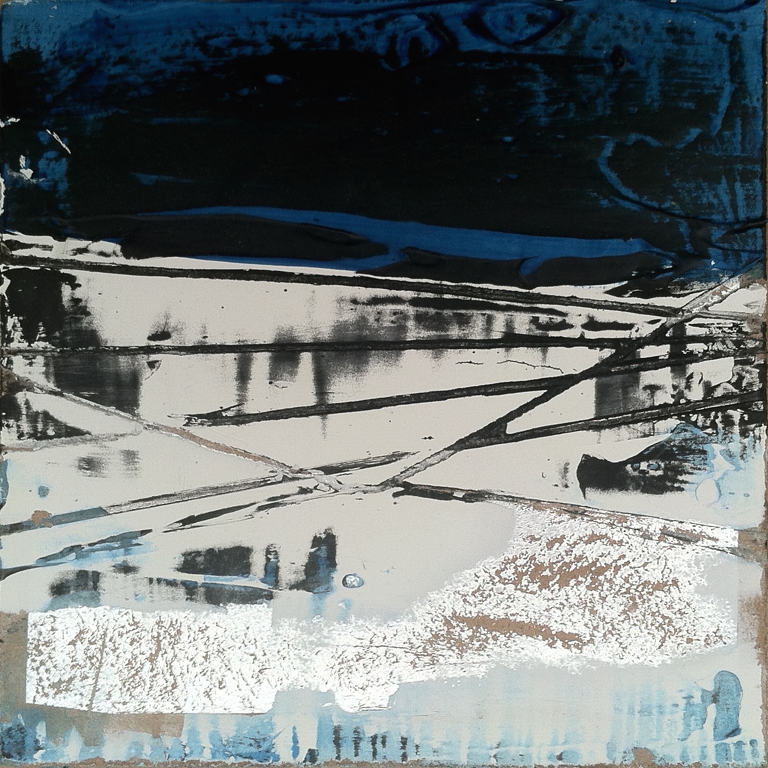   Ice Sheets   6”sq. Mixed Media on Wood Panel 