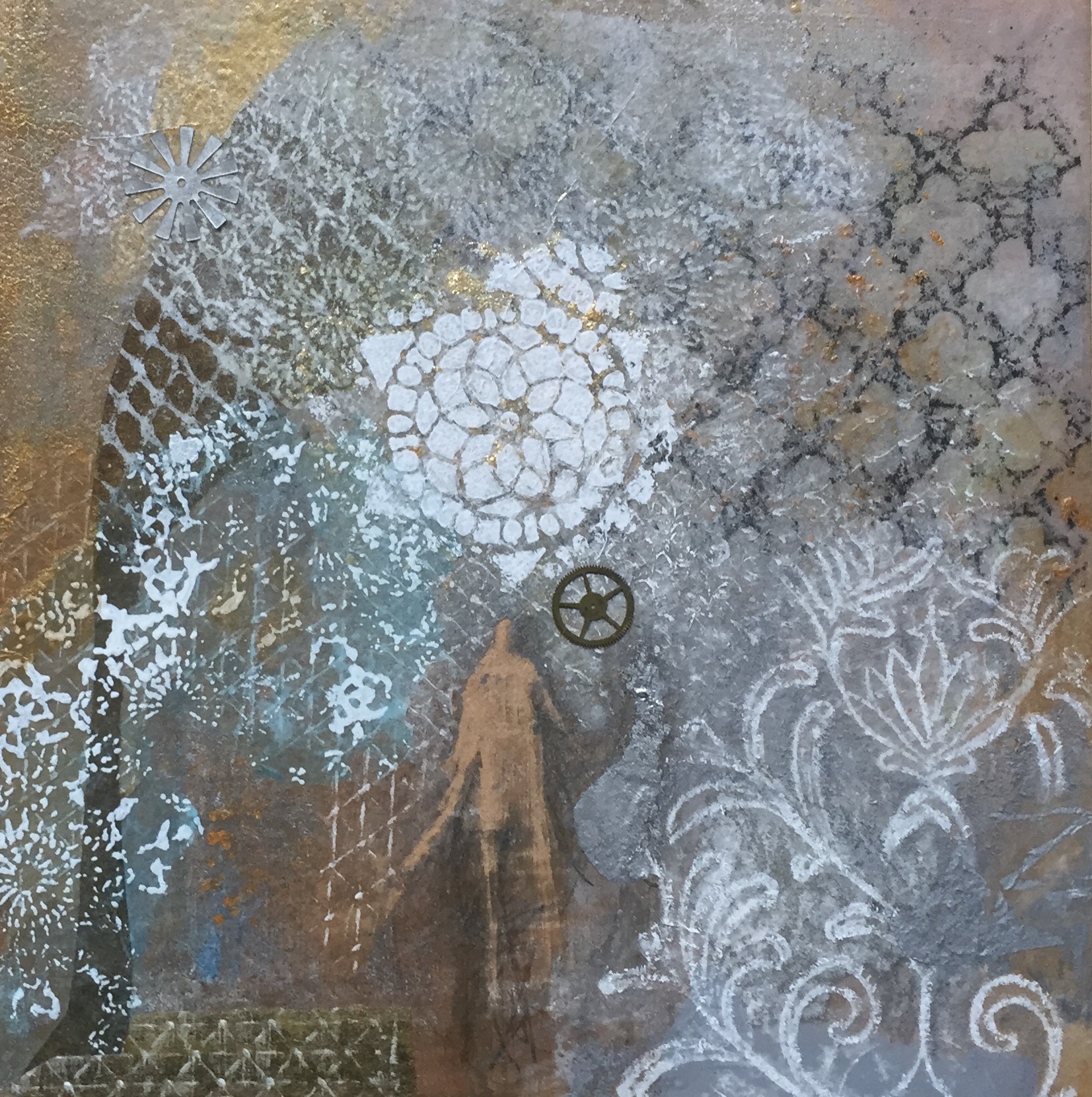   Communion   6”sq. Mixed Media on Wood Panel 