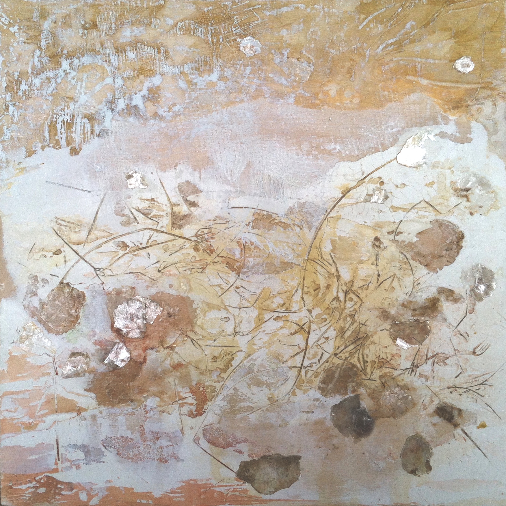   Dunes in Winter   12”sq. Mixed Media on Wood Panel 