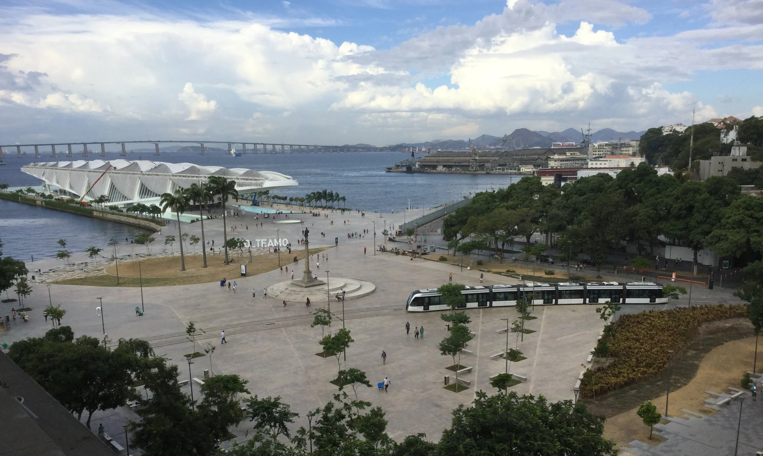Here is the setting - the plaza in front is great for waveboarding, and we have been there several times already. The light rail system was also put in for the Olympics and more lines are still under construction.