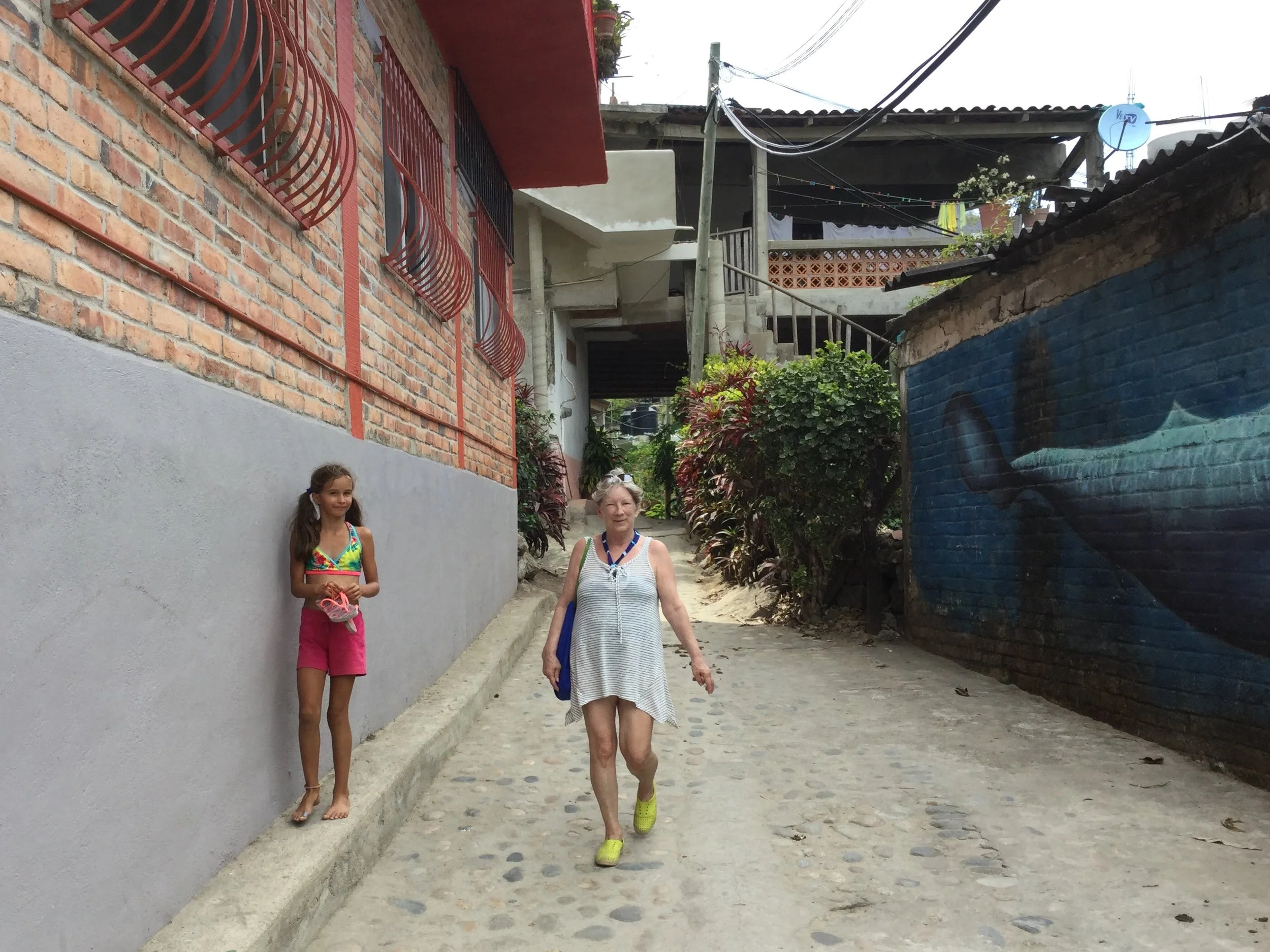 Walking down the street in Yelapa.