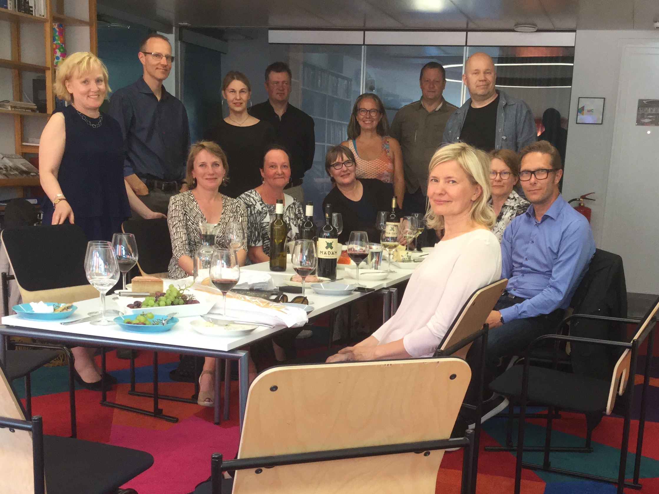 L to R: Arja, Ilkka, Pirjo, Anu, Minerva, Kimmo, Ifa, Laura, Severi, Minna, Jari, Anne and Tero. Jussi, Mikko and Anna were still to come.