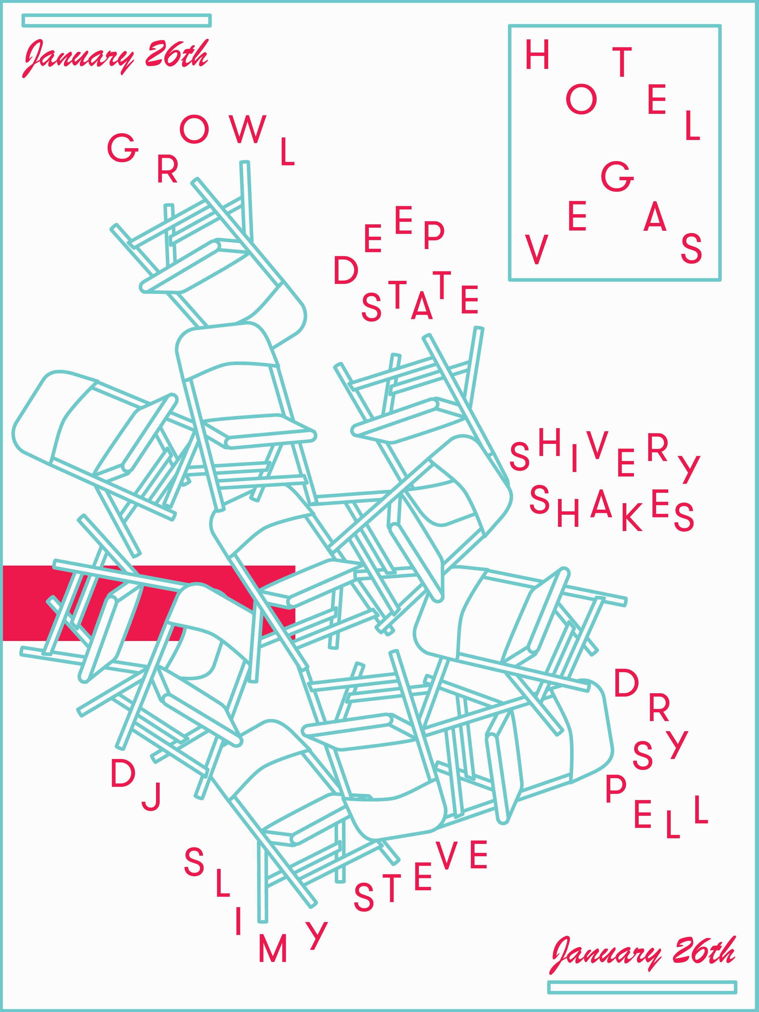 January 26, Austin, TX - Gig Poster for Hotel Vegas
