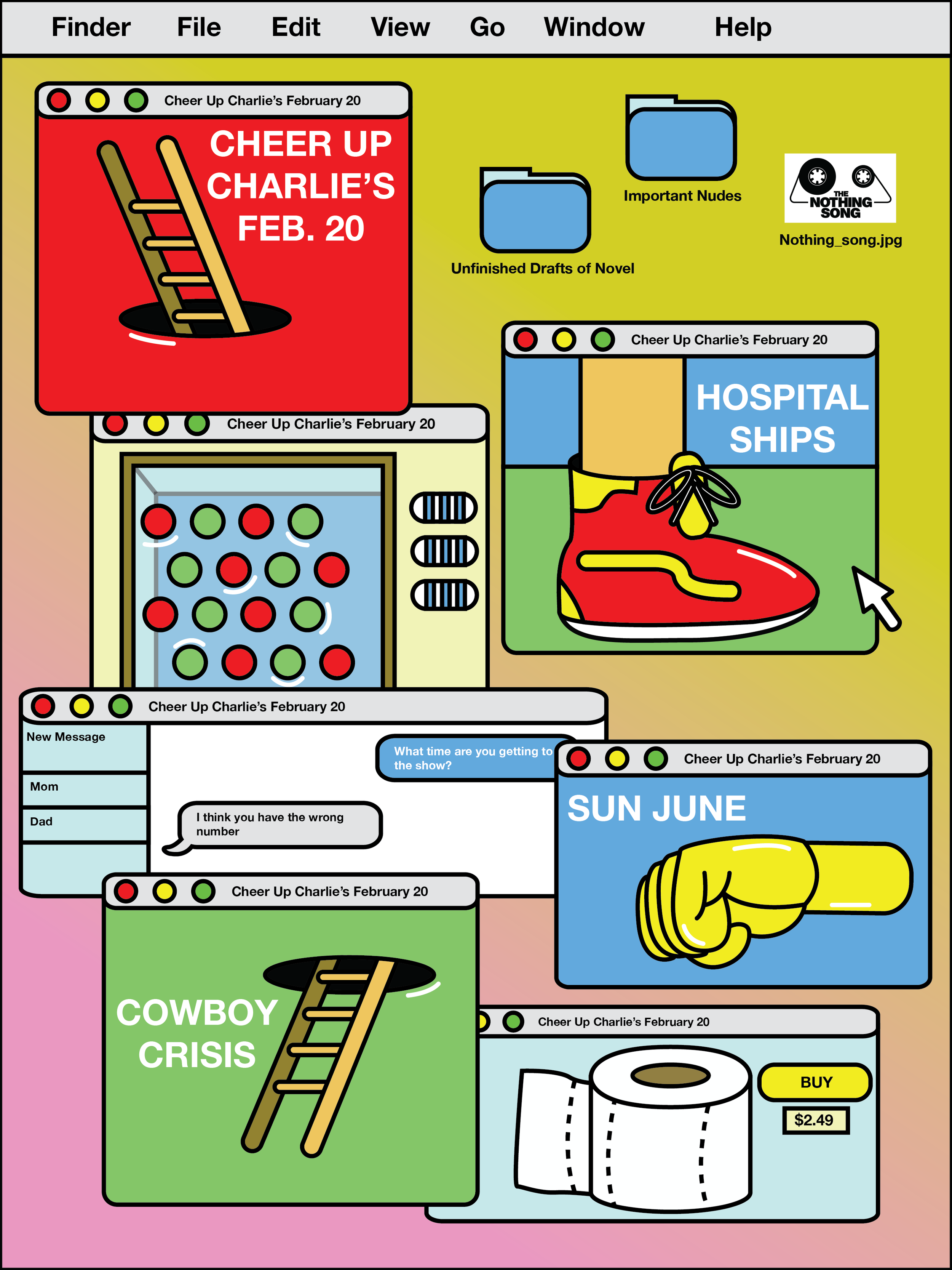 February 20th, Austin, TX - gig poster for Cheer Up Charlie's