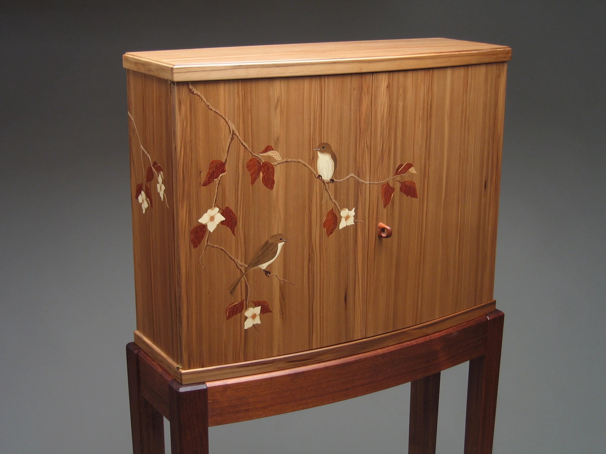 Phoebe Cabinet - Redgum and tzalam with marquetry 