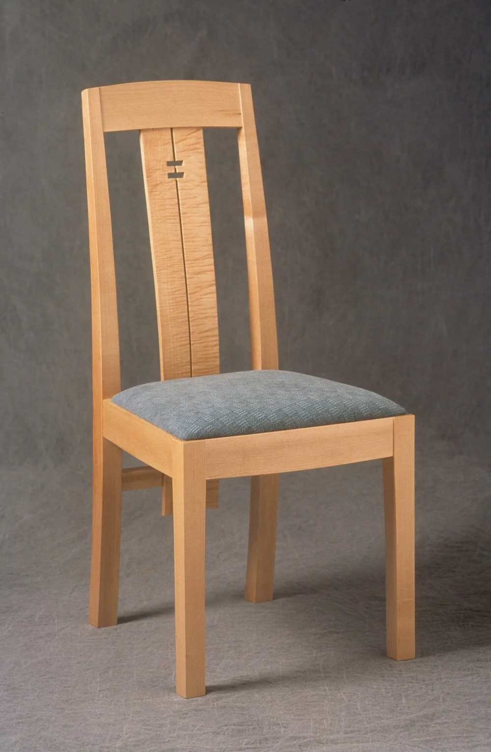 Maple dining chair with bent laminations, upholstery