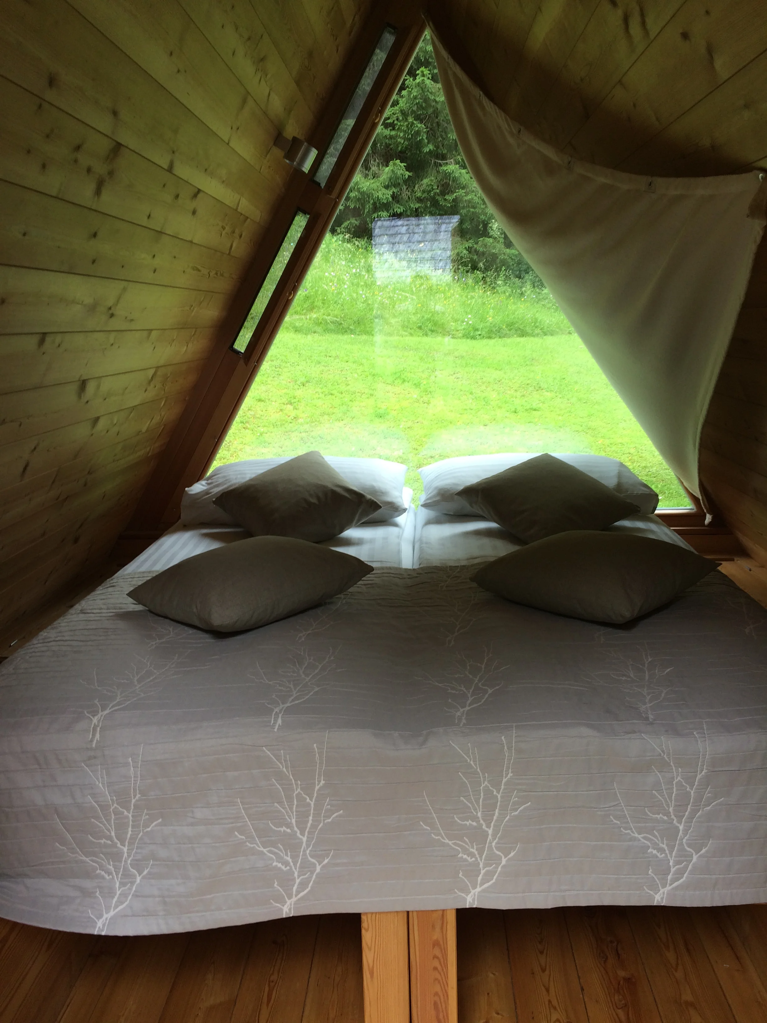 Under the coverlet, there are two comforters
