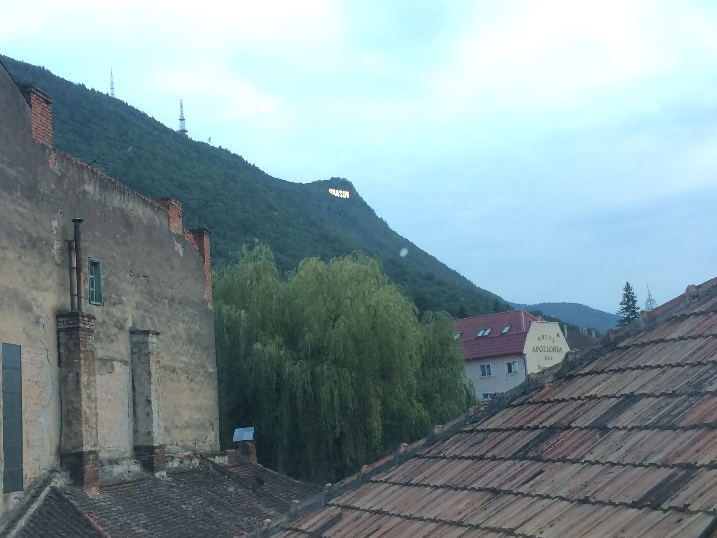 View from our bedroom window in Brasov, Romania