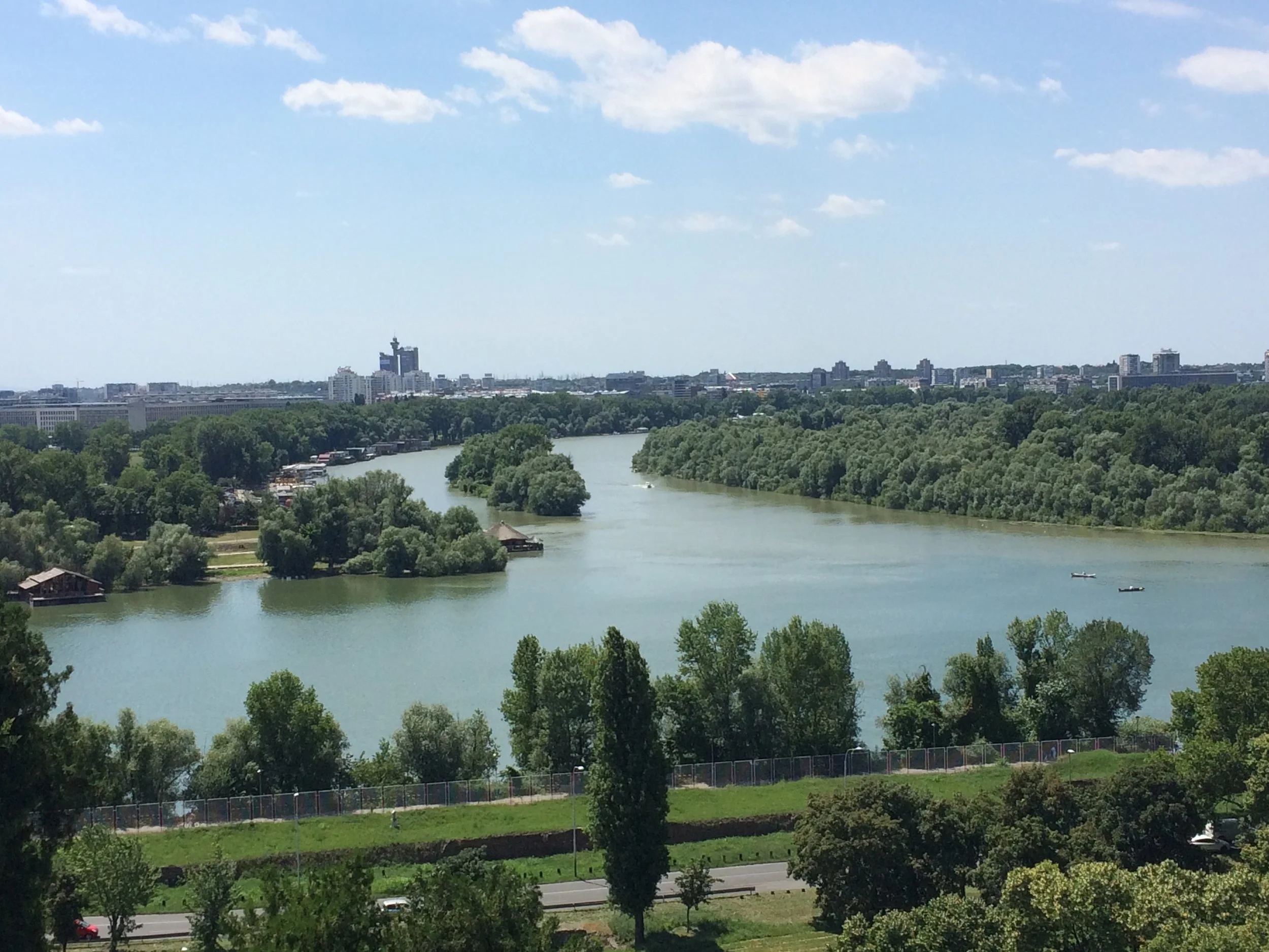 The confluence of the rivers Sava and Danube.