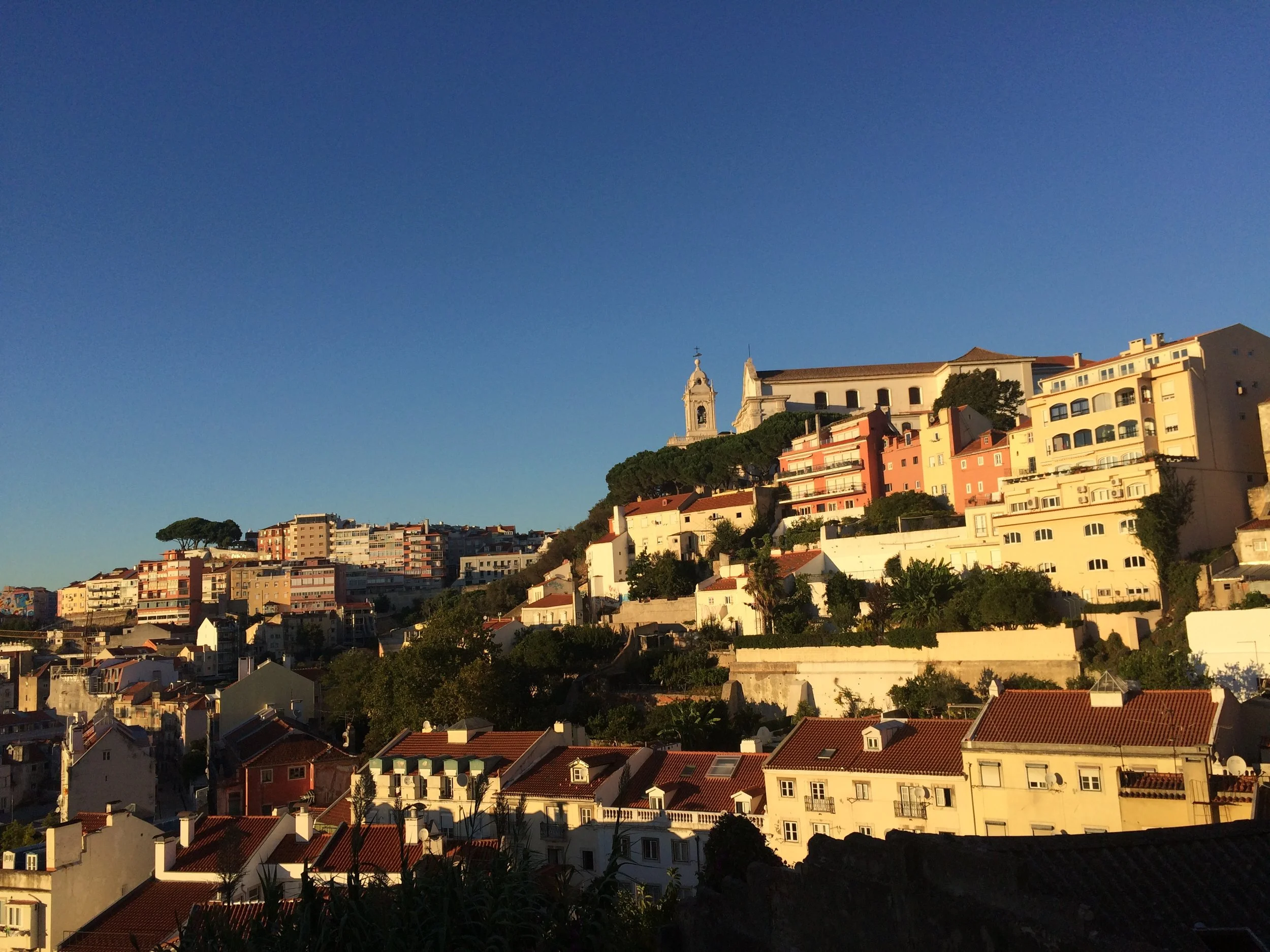 Hills of Lisbon's Alfama at sunset