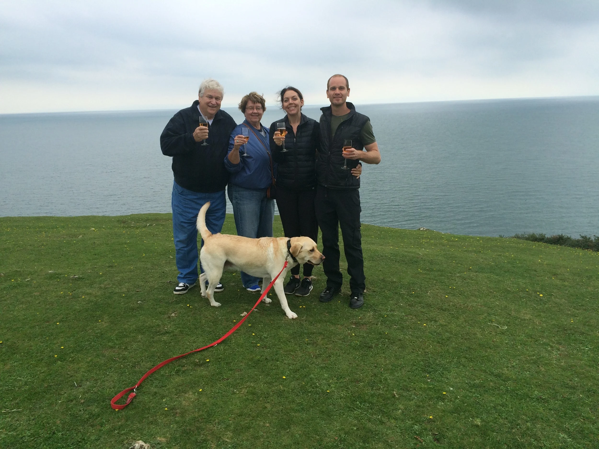 Toasting our trip.. then along came a special friend.