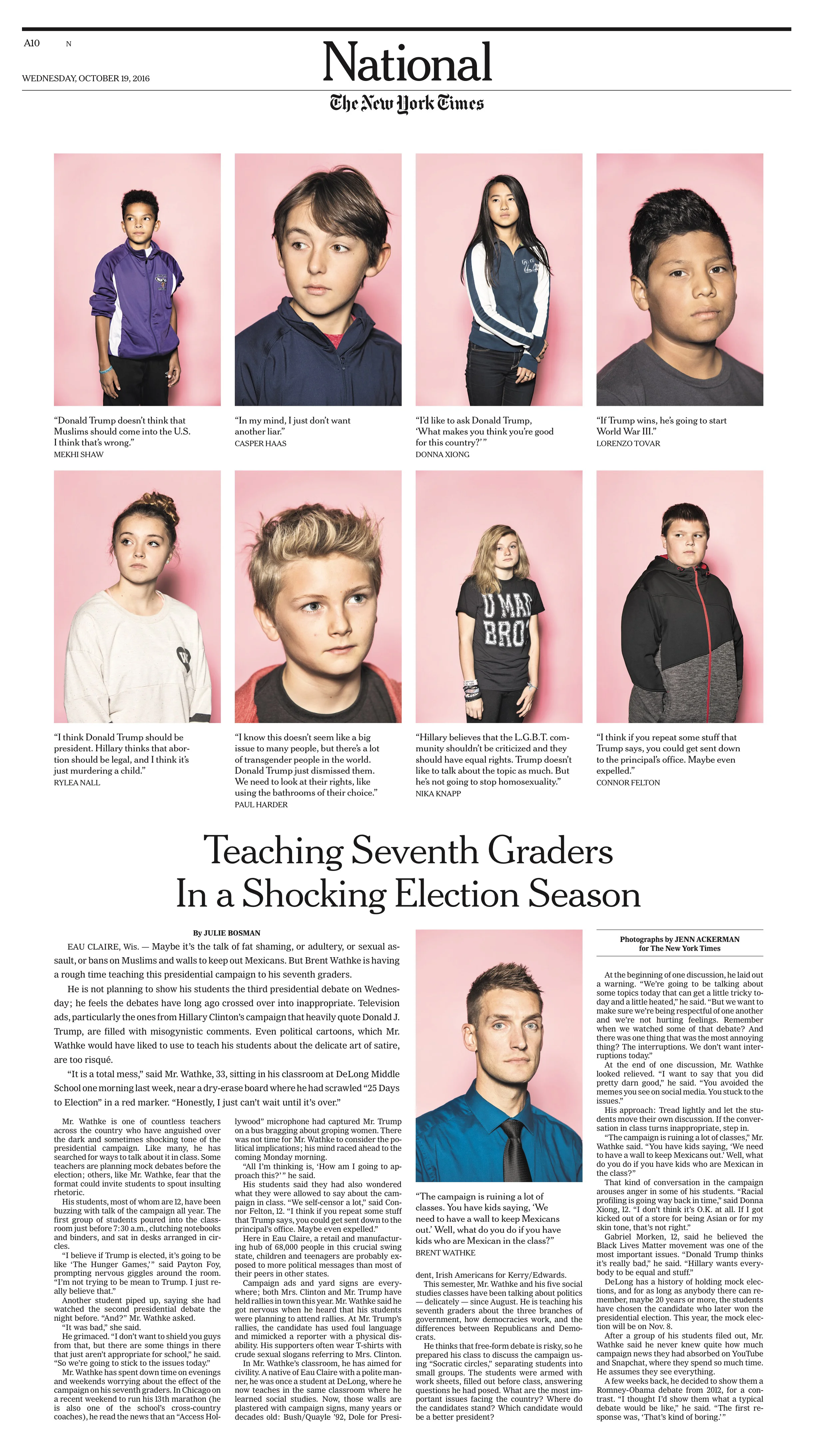 7th Grade Politics / The New York Times