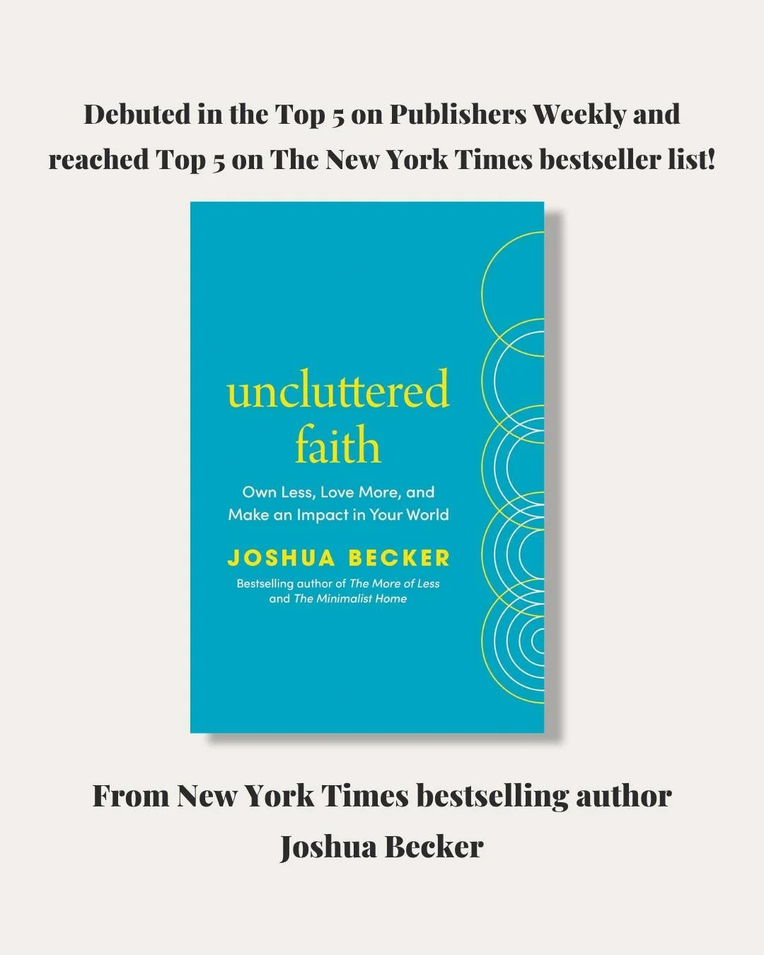 Not everything deserves your attention. Congratulations to @joshua_becker on the continued impact ofUncluttered Faith. It is a thoughtful invitation into a quieter, more intentional way forward, rooted in letting go of excess to make room for what ma