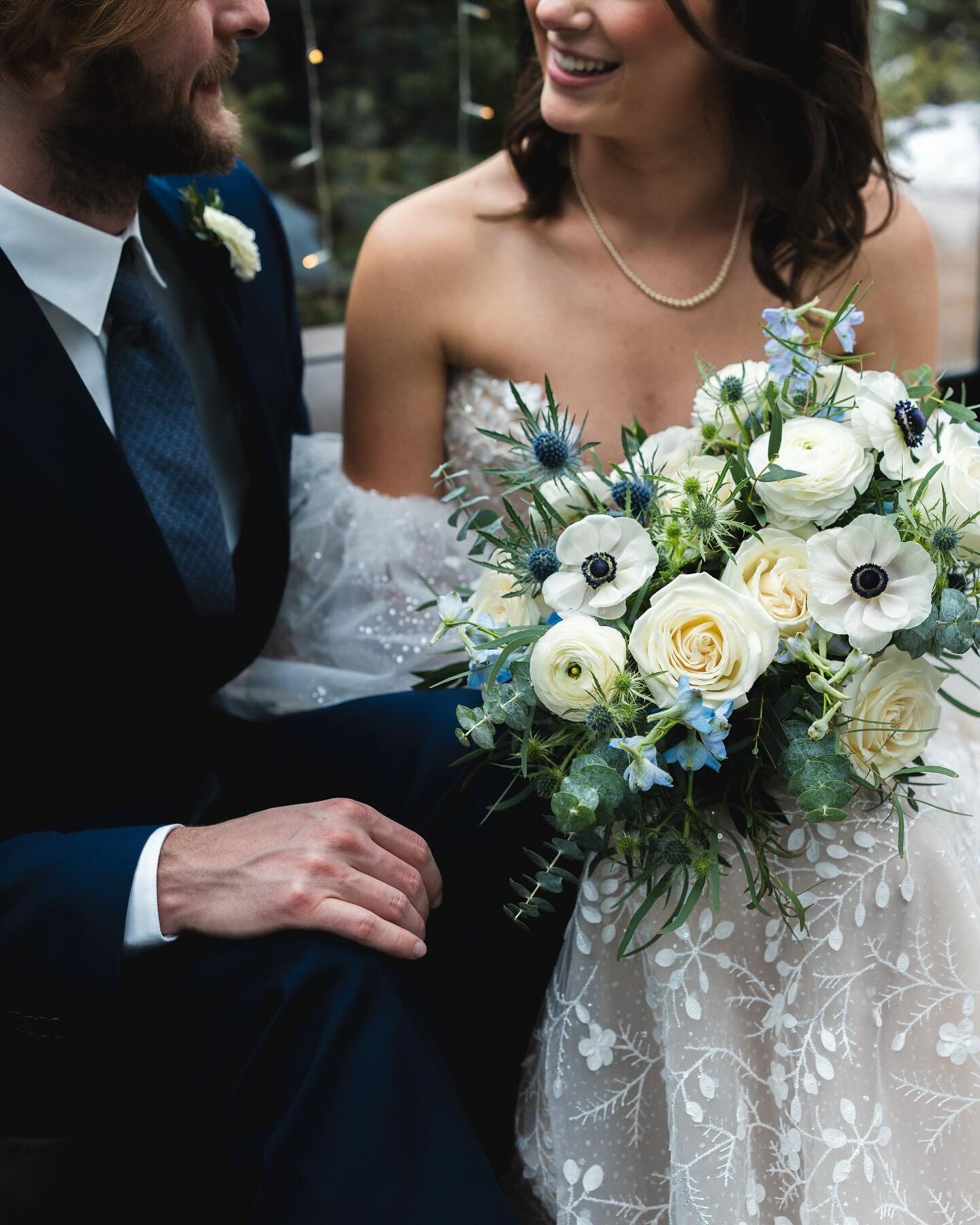 Winter whites and blues, but wow that dress! The beading, the sleeves. So gorgeous.